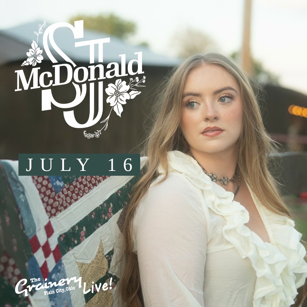 🎶 NASHVILLE NIGHTS AT THE GRAINERY 🎶
Nashville Nights continues on Thursday, July 16th with SJ McDonald coming to The Grainery for a FREE live show! 🤍🍻
Join us for a summer night filled with live music, cold drinks, great food, and the best atmosphere around as we bring another talented Nashville artist to Plain City.
📍 The Grainery – Plain City, OH
🎤 SJ McDonald
📅 Thursday, July 16th
🎟️ FREE SHOW
Grab your friends and come spend your Thursday night with us! 🎶