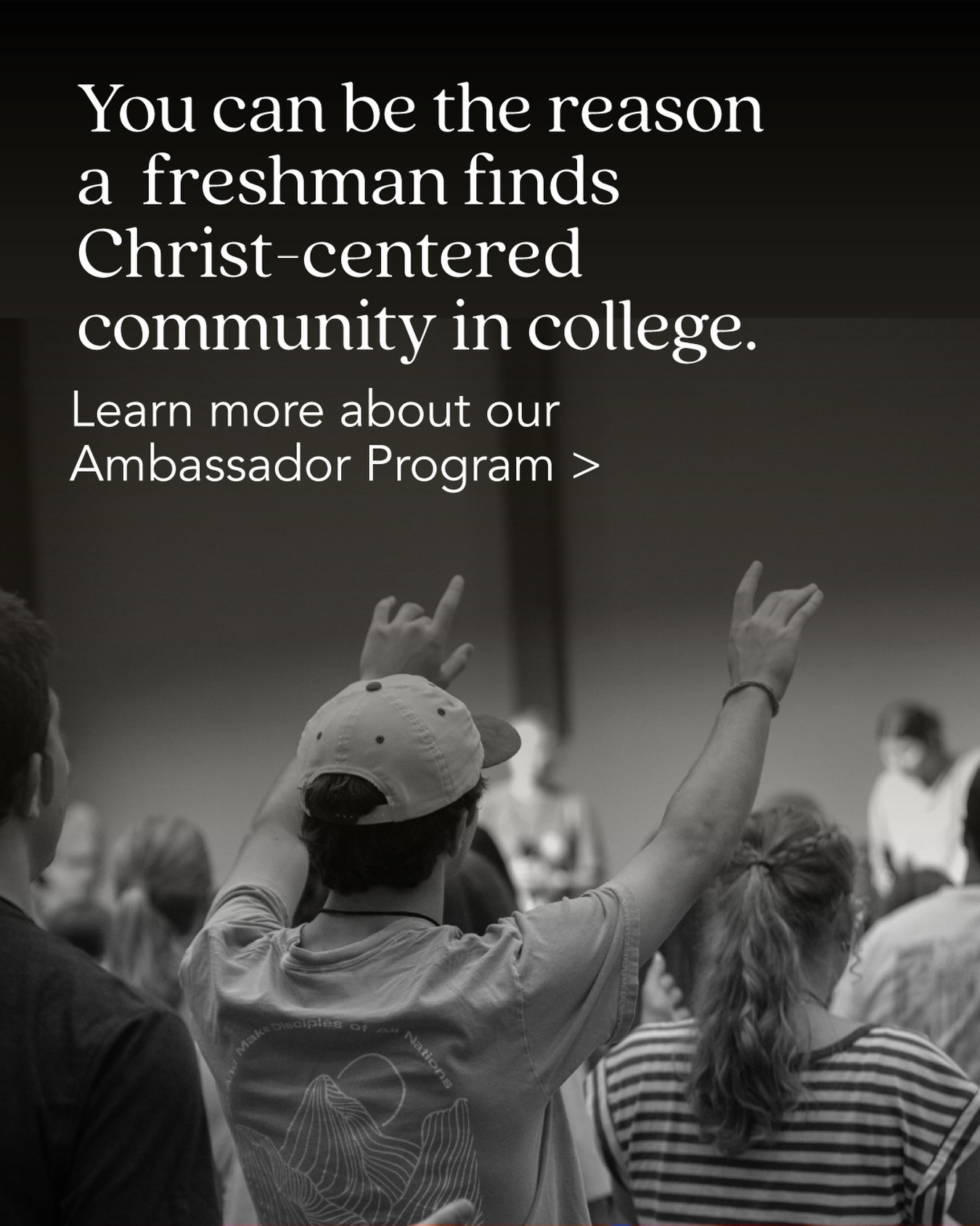 Our Ambassador Program is a place for anyone who wants to see students across the country start college rooted in Christ and Christ-centered community. Ambassadors can do a variety of things from reaching out to youth pastors or high schools to committing to engaging with and reposting social media. We know every person has a circle of influence. YOU can be the reason a freshman finds Christ-centered community in college!
Learn more and sign up at the link in our bio!