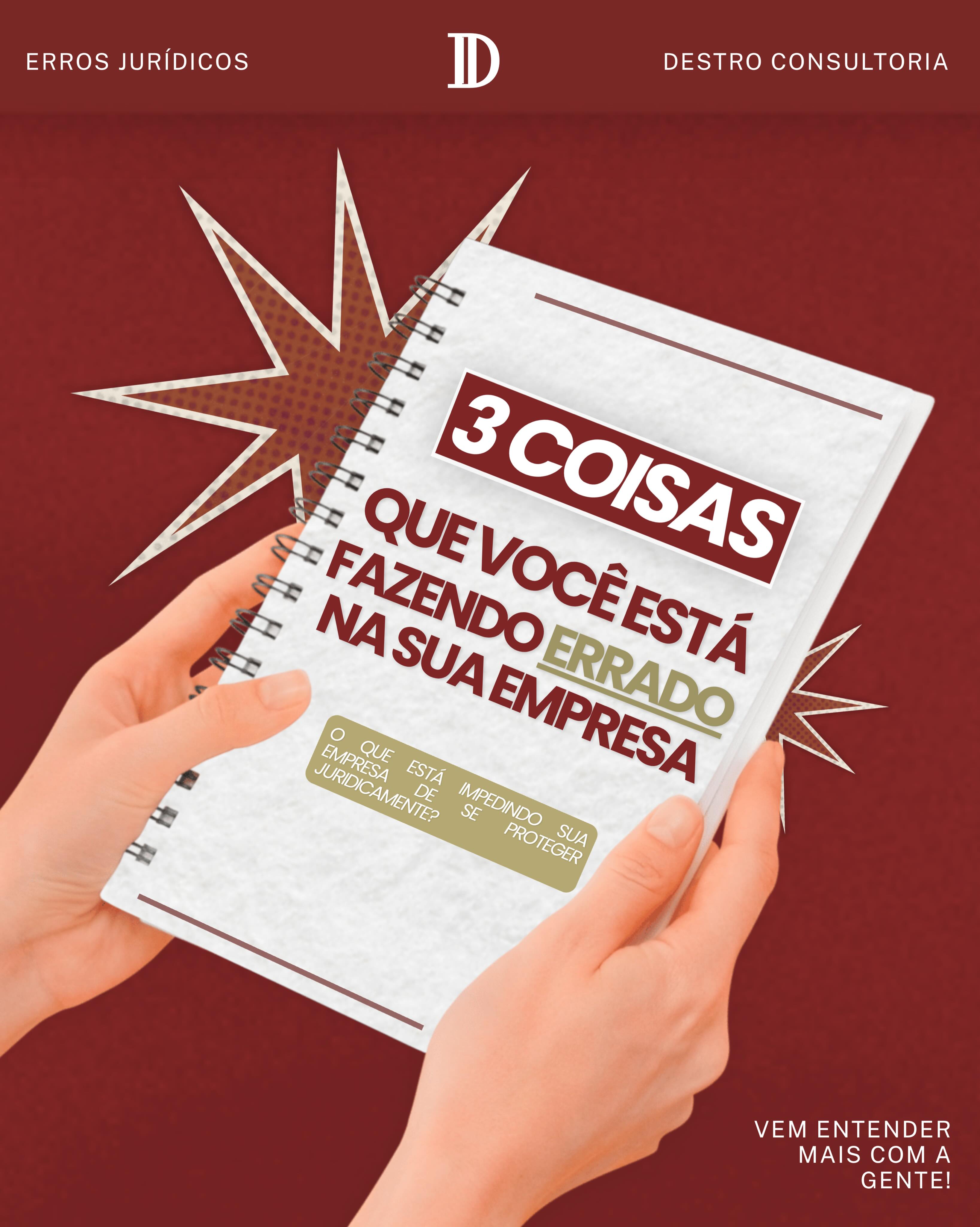 Você está construindo um negócio ou apenas contando com a sorte? 🔎
Na pressa de fazer a empresa girar, muitos ignoram os bastidores jurídicos. O problema é que gerenciar um CNPJ sem blindagem é como levantar uma mansão em terreno alugado: uma hora a conta chega. 🚨
Arrasta para o lado para conferir os 3 erros invisíveis que podem estar ameaçando a sua estrutura agora mesmo, desde a ilusão de que a marca é sua só por causa do @ do Instagram, até contratos frágeis e falhas na LGPD.
Olhar para a segurança jurídica é o que separa um negócio amador de um patrimônio real e duradouro.
Confira o check-up no post e entenda onde a sua estrutura precisa de reforço❗️