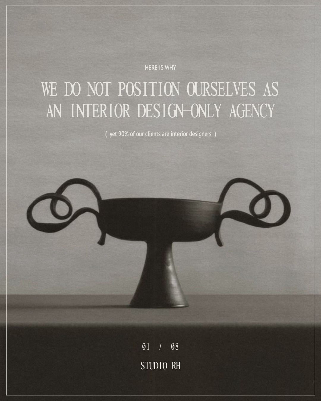 i know, i know… it’s kind of odd, isn’t it?
narrowing down our scope to interior designers is something i have given some thought to, but ultimately i always come back to this same place.
90% of our clients are interior designers, and we’re quite happy with that. we’re know the industry, the key players and the language quite well by now. yet still, i believe it’s not the right move for our agency to niche down to interior design exclusively.
stepping outside interior design allows us to get fresh ideas and cross-over inspiration & marketing tactics from different industries. this keeps us from getting too comfortable in one niche, and keeps us on our toes ( but in a good way ).
our clients benefit greatly from us not excluding non-design lifestyle brands, and i want to keep being as valuable as we can be, to both design and non-design clients 🤍
——
studio rh is a digital marketing agency specializing in social media management, web design, branding and seasonal architectural photography services. we work with interior designers, custom home builders, architects, photographers and lifestyle brands in NYC, newport beach, toronto, muskoka and beyond.
#studiorh #thestudiorh #studioreginahalonen #socialmediamanagementagency
( inspiration images sourced via pinterest )