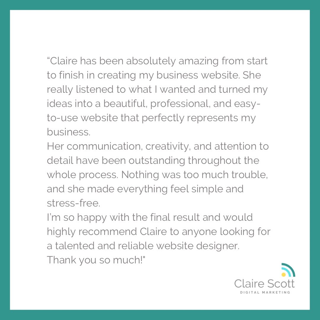 š„°š
Iām DELIGHTED by this feedback from my client Helen.
Who doesnāt like having nice things said about their work..?!
But more than that, she has brilliantly summed up all that I bring to my projects and how that experience really feels for a client.
š to make things simple and stress-free
š to be listened to
š to interpret their vision and bring it to life
š to truly represent them and their business values
If youāre looking for this kind of support, and youāre ready to get yourself a ābeautiful, professional and easy to useā website⦠drop me a DM or head to my website to find out more (link in bio)