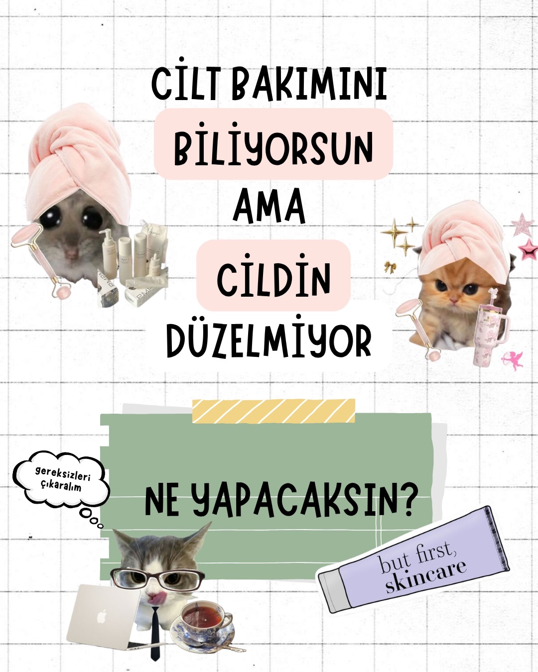 Cilt bakım rutini oluşturduğum danışanlardaki ortak sorun ürün fazlalığından kaynaklı cildi iyi gözlemleyememek oluyor; belki benim cildim de bu yüzden düzelmiyoru bir kere bile aklından geçirdiysen sana mini bir yol haritası hazırladım🌝 fayda sağlayacağına eminim🙃
#reklam