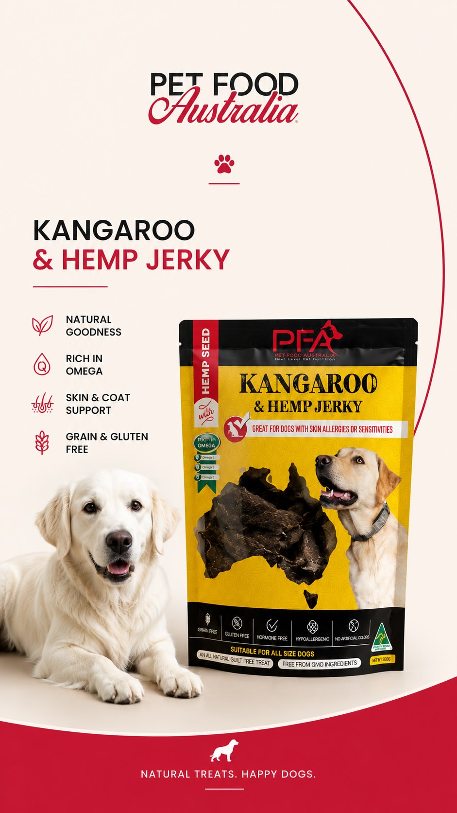 A natural chew dogs actually enjoy 🐾
Made with top quality Australian kangaroo by Pet Food Australia.
#PetFoodAustralia #DogFood #CatFood #DogNutrition #hempseedoil