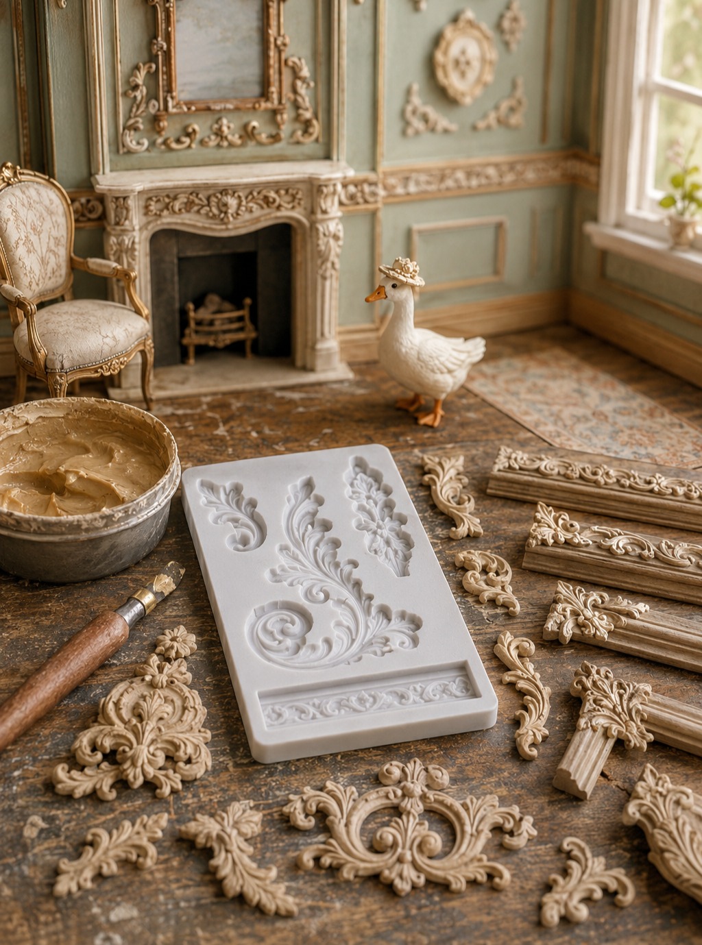Coming soon: a Small World Miniatures guide to casting your own dollhouse details, from molds to fancy little appliqués.
#smallworldminiatures #dollhouseminiatures #miniaturemaking #miniaturedetails #miniaturetutorial #tinyworld #craftblog #miniatureart #woodcast