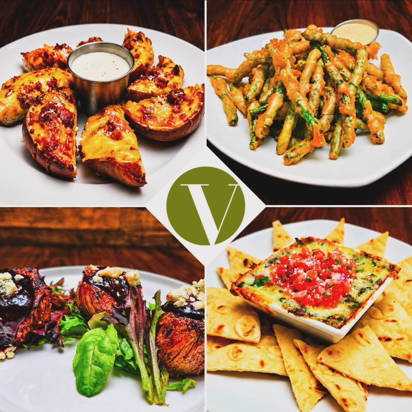 Which one is your favorite? Cheesy Pretzel Bread, Fried Green Beans, Filet Medallions or the Spinach Artichoke Dip