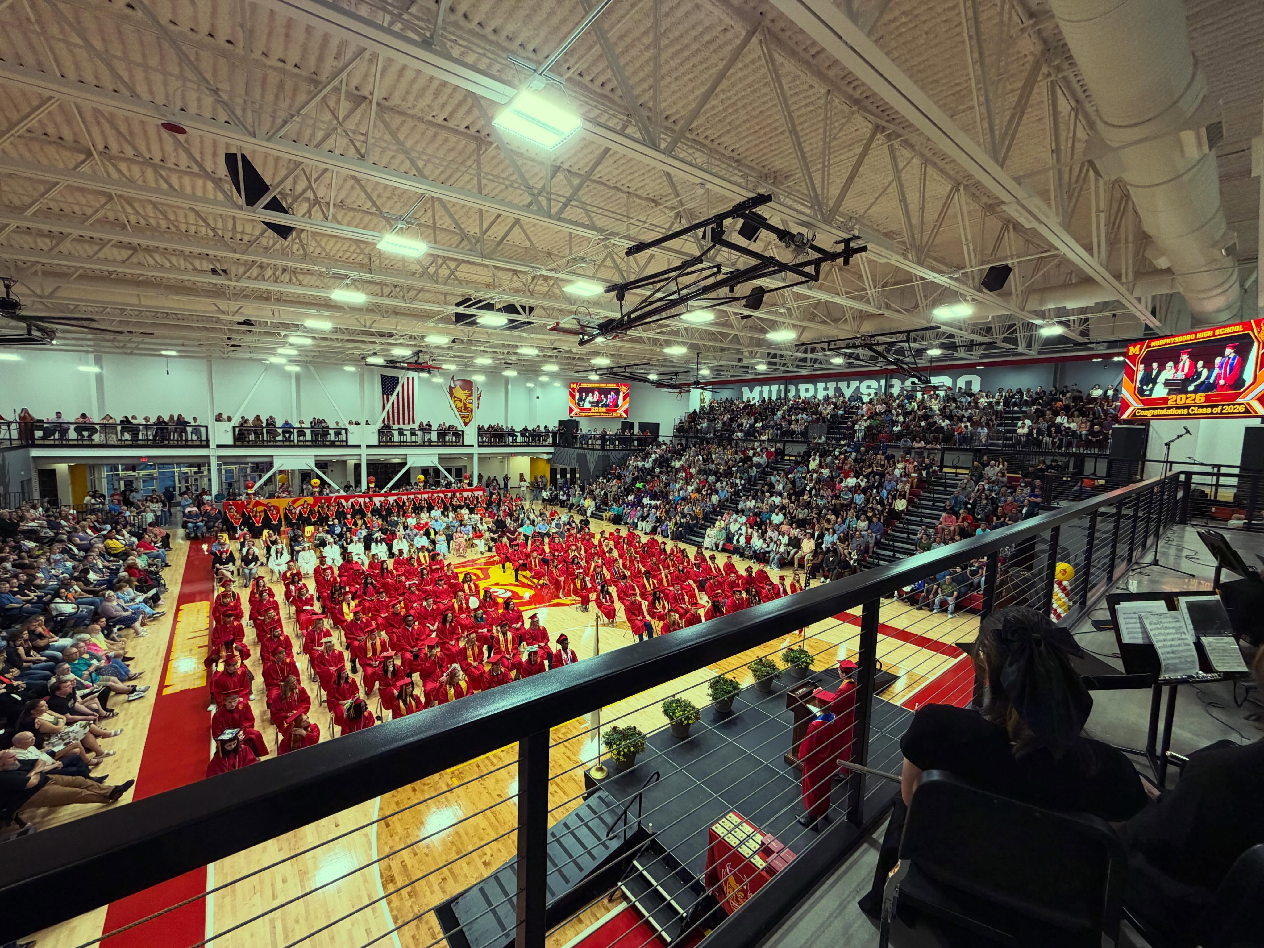 Huge crowd tonight in the new Red Devil Arena for Graduation. Congrats to the MHS Class of 2026!