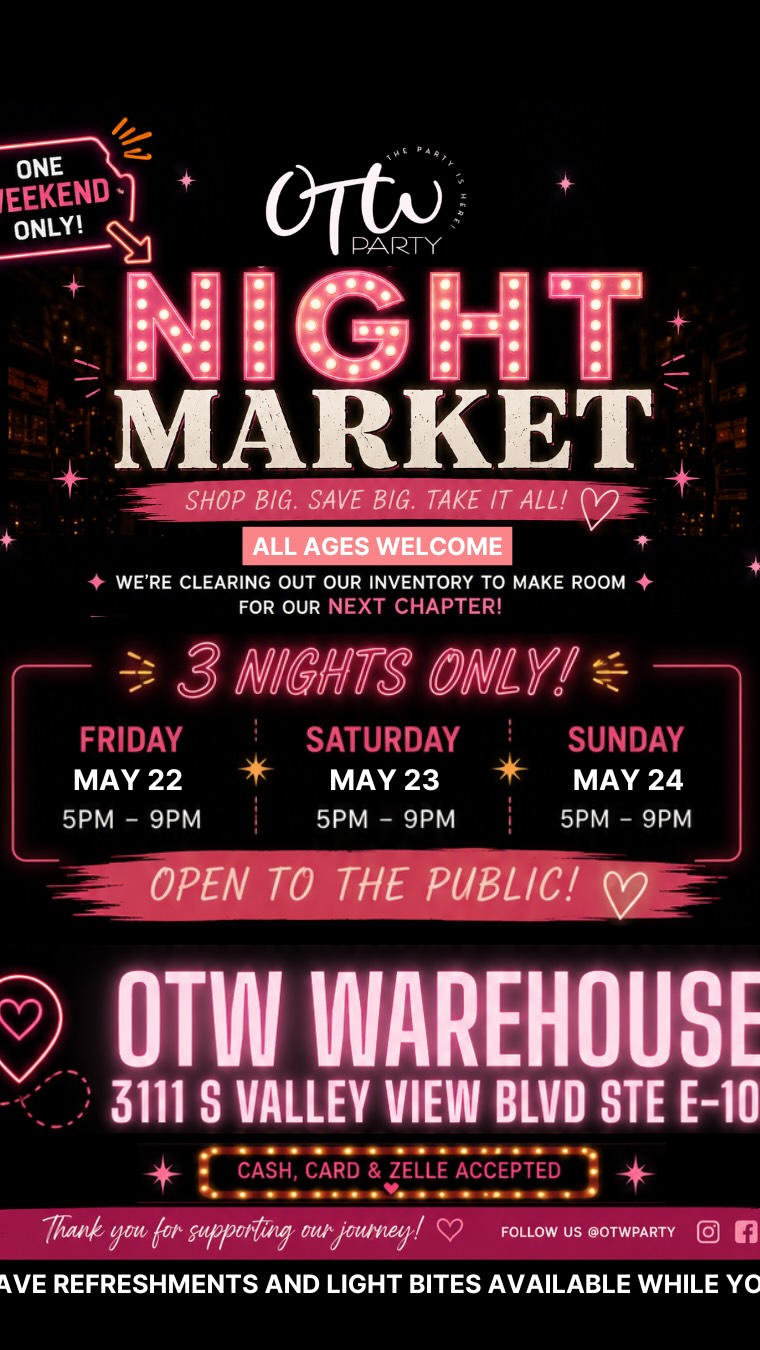 Friday–Sunday | 5PM–9PM
We’re clearing out 5 years of event inventory — decor, props, vessels, balloons, supplies, and creative gems at discounted prices.
Perfect for decorators, DIY hosts, party people, and small business owners 👀
🍕 Free pizza slices while supplies last
✨ Good finds, good vibes, and room for something new
#eventdevor #vegas #vegasevents #eventplanner