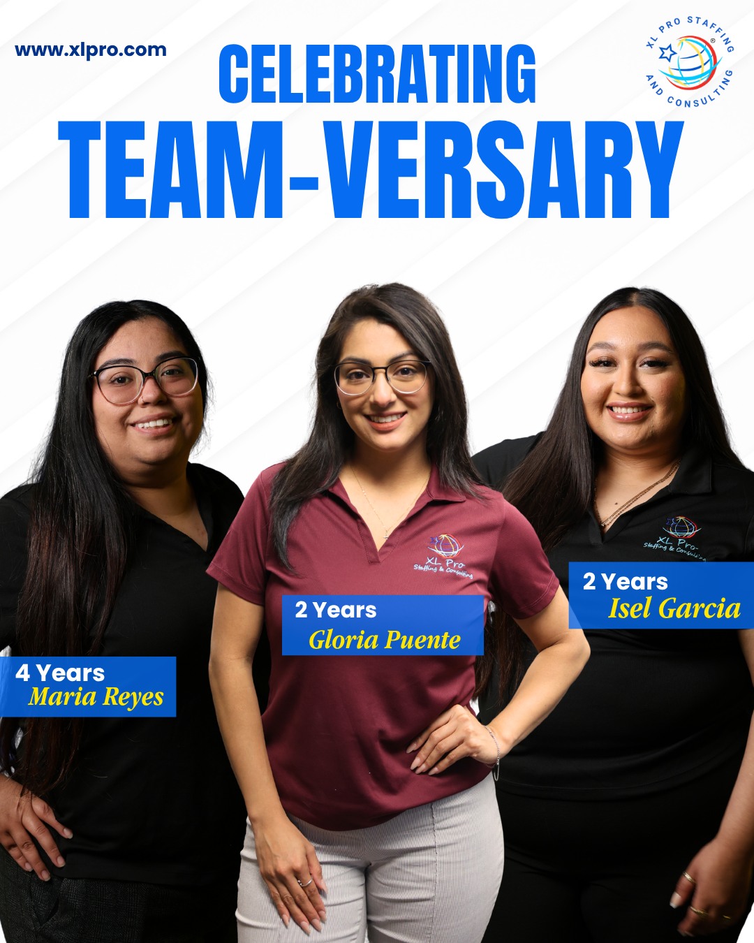 Work anniversaries hit different when you've built something real together. 🎉
This month, we're celebrating some of our incredible members of the XL Pro Staffing and the milestones they've reached. Each of them brings something unique to our team — and every single day, they show up and make us better.
To our teammates marking their Team-versary: thank you for your dedication, your hard work, and your commitment to our mission. You are the heartbeat of what we do here.
Here's to many more years of growth, wins, and impact — together. 🙌
#XLProStaffing #Teamversary #WorkAnniversary #TeamAppreciation #ProudTeam