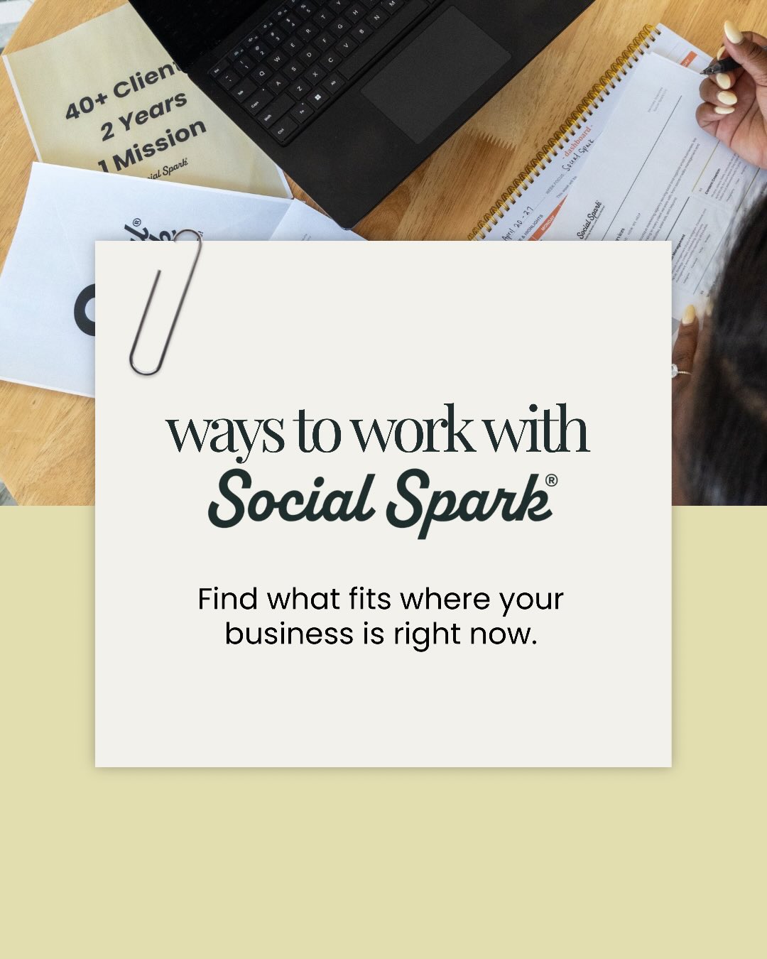 This is every way to work with Social Spark. No matter where your business is right now, thereโs a service built for it ๐
Visit our site to see some of our client partnerships in action and learn more about each service ๐ Link in bio.
.
.
.
.
Plant City small business, Tampa content creation, Lakeland marketing, content for small business, social media strategy, small business owner, Plant City, Lakeland, Tampa, social media manager, photography, videography, drone