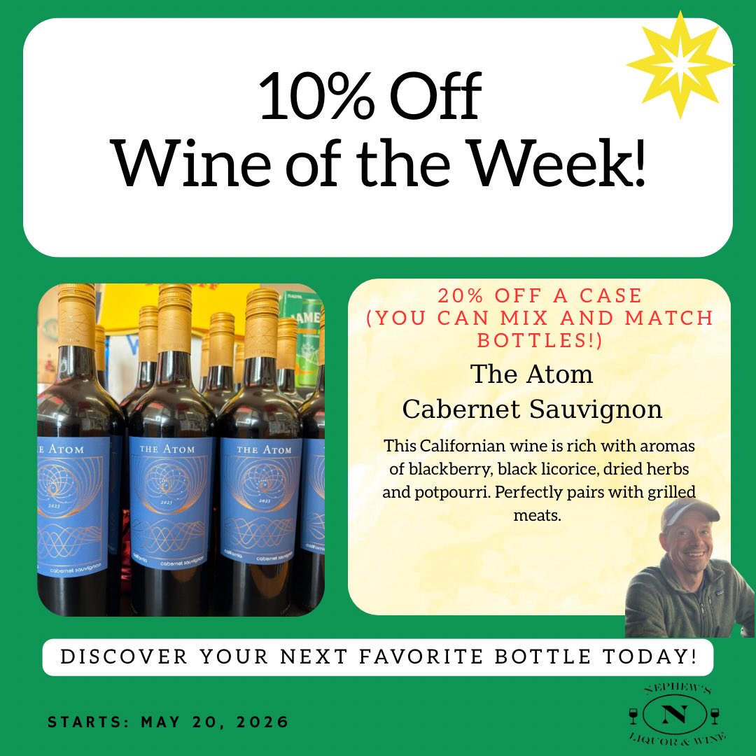 🥩 🍷 The Atom Cab is perfect for pairing with grilled meats.
💫 Check out our wine of the week and find a new favorite. #wine #theatomcabernetsauvignon #adirondacks #lakechamplain #champlainny