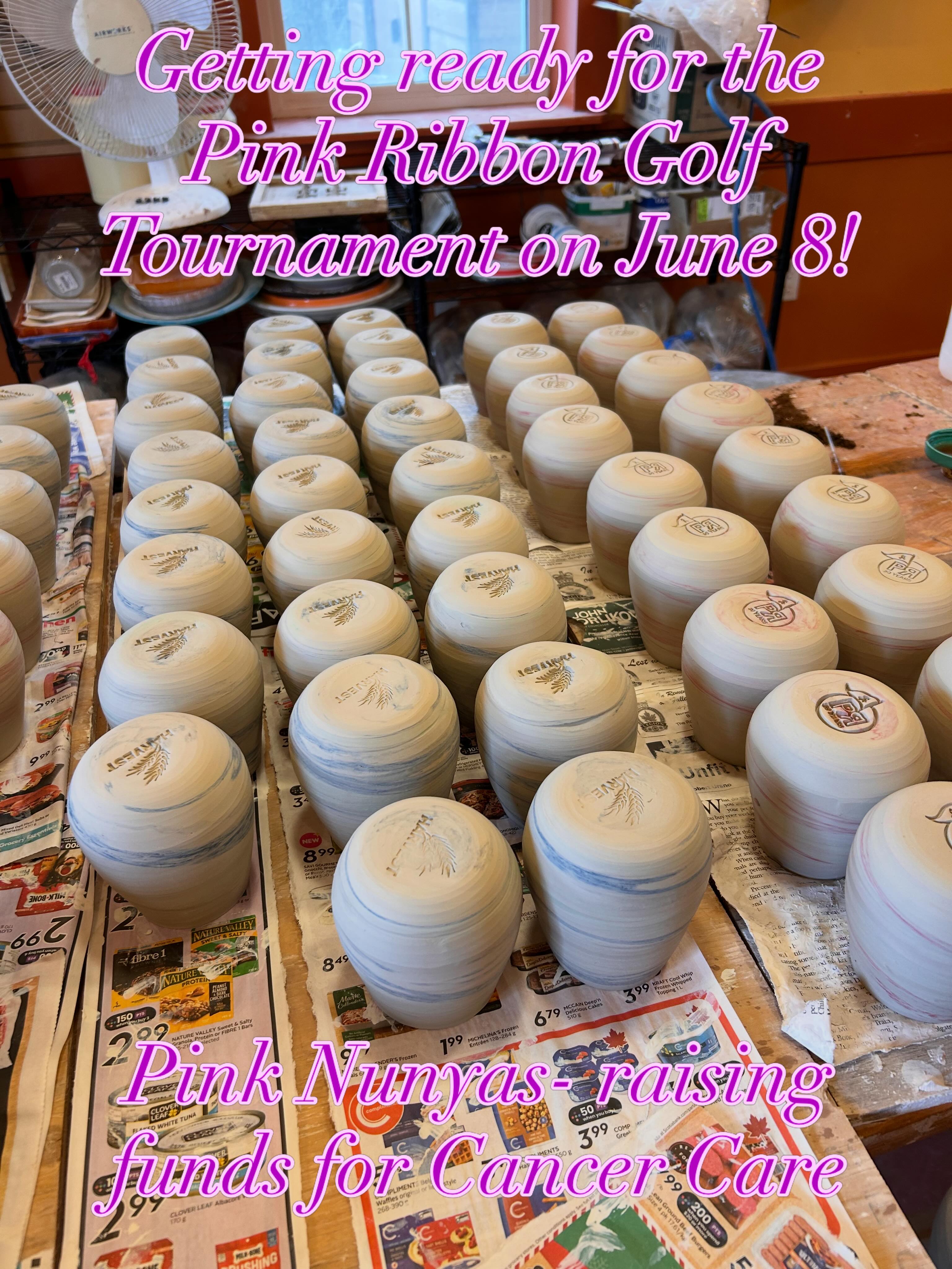 Dozens of Nunyas getting ready for their Bisque Load! #cancercaremanitobafoundation #pinkribbonladiesgolfclassic