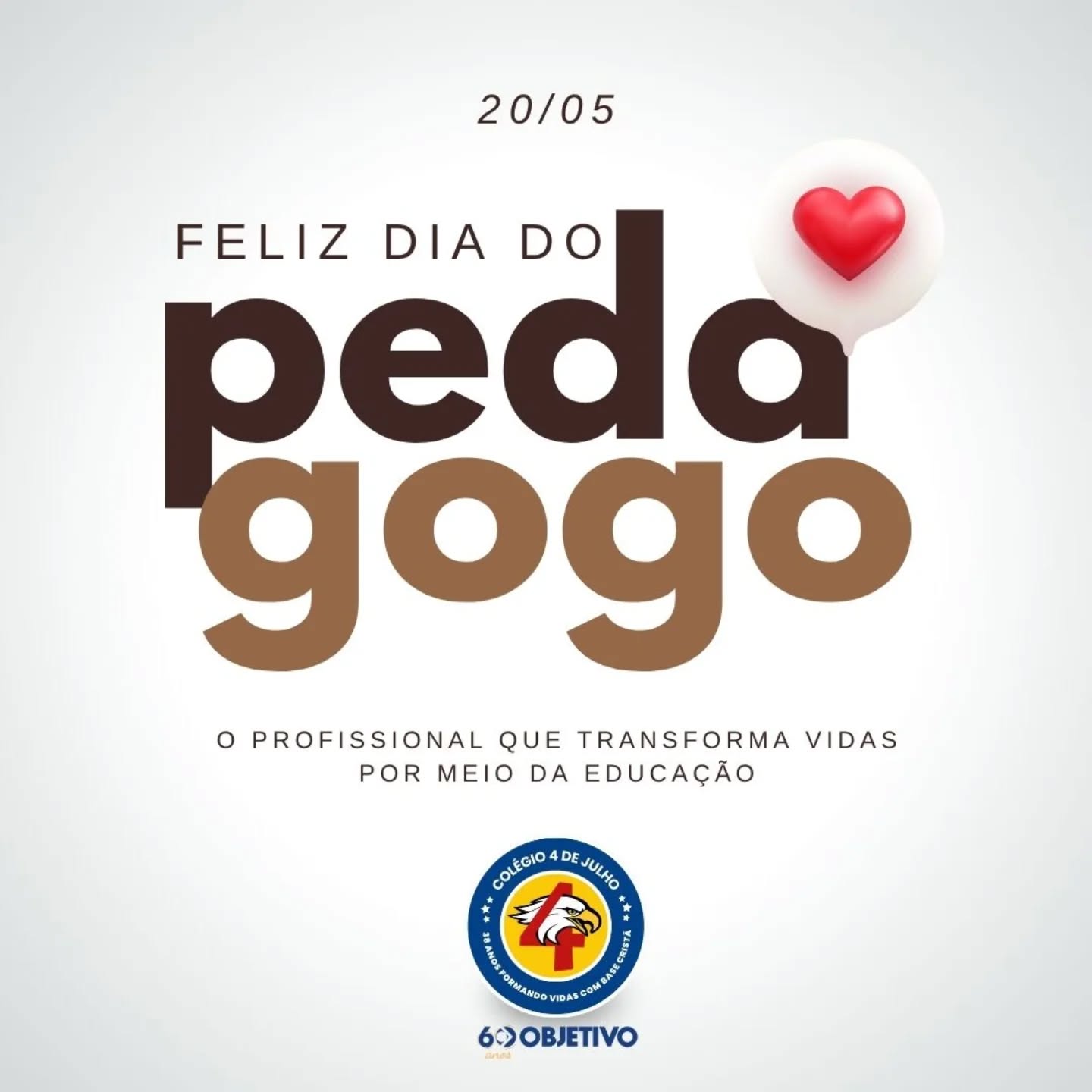 Hoje celebramos aqueles que ensinam com amor, inspiram com dedicação e transformam vidas todos os os dias por meio da educação. 💙📚
Ser pedagogo é acolher, orientar, acreditar no potencial de cada aluno e ajudar a construir sonhos e futuros.
O Colégio 4 de Julho parabeniza todos os pedagogos por sua missão tão especial e essencial na formação de cidadãos e no desenvolvimento da nossa sociedade. ✨
Feliz Dia do Pedagogo!
