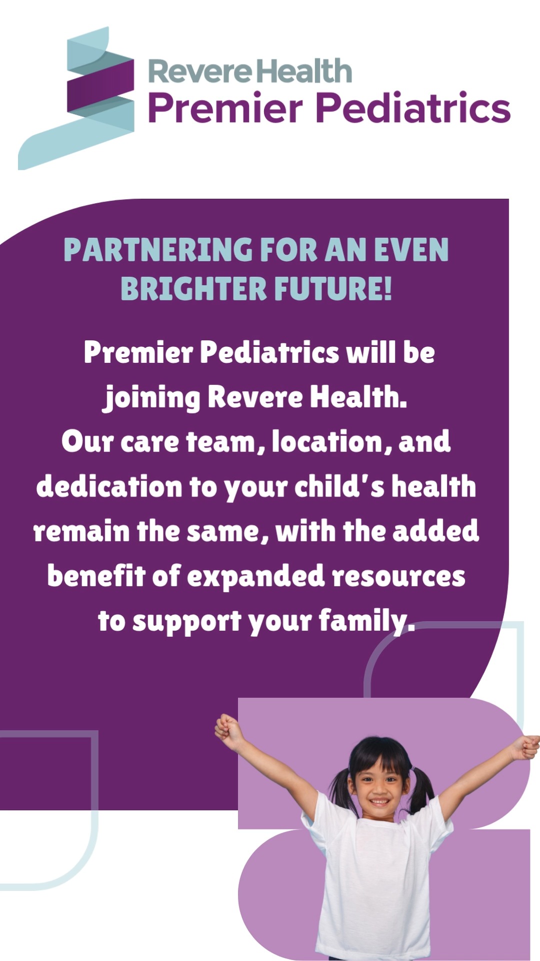🏁 3… 2… 1… GO! 💙💜
We’re off to an exciting new chapter!
Today Premier Pediatrics is officially joining Revere Health 🚗✨
After 25 years of caring for this amazing community, we’re hitting the gas and moving forward with even more support behind the scenes, while keeping everything you love right where it is.
What this means for you?
💜Your trusted providers
💜Your favorite team
💜The same compassionate, personalized care
You may start to see the Revere Health name along the way, but don’t worry, we’re still your Premier crew!
Thanks for being along for the ride. We’re so excited for what’s ahead! 🏎️💨
#PremierPediatrics #321GO #GrowingTogether #PediatricCare #yourhealthaboveallelse #RevereHealthPremierPediatrics💙💜