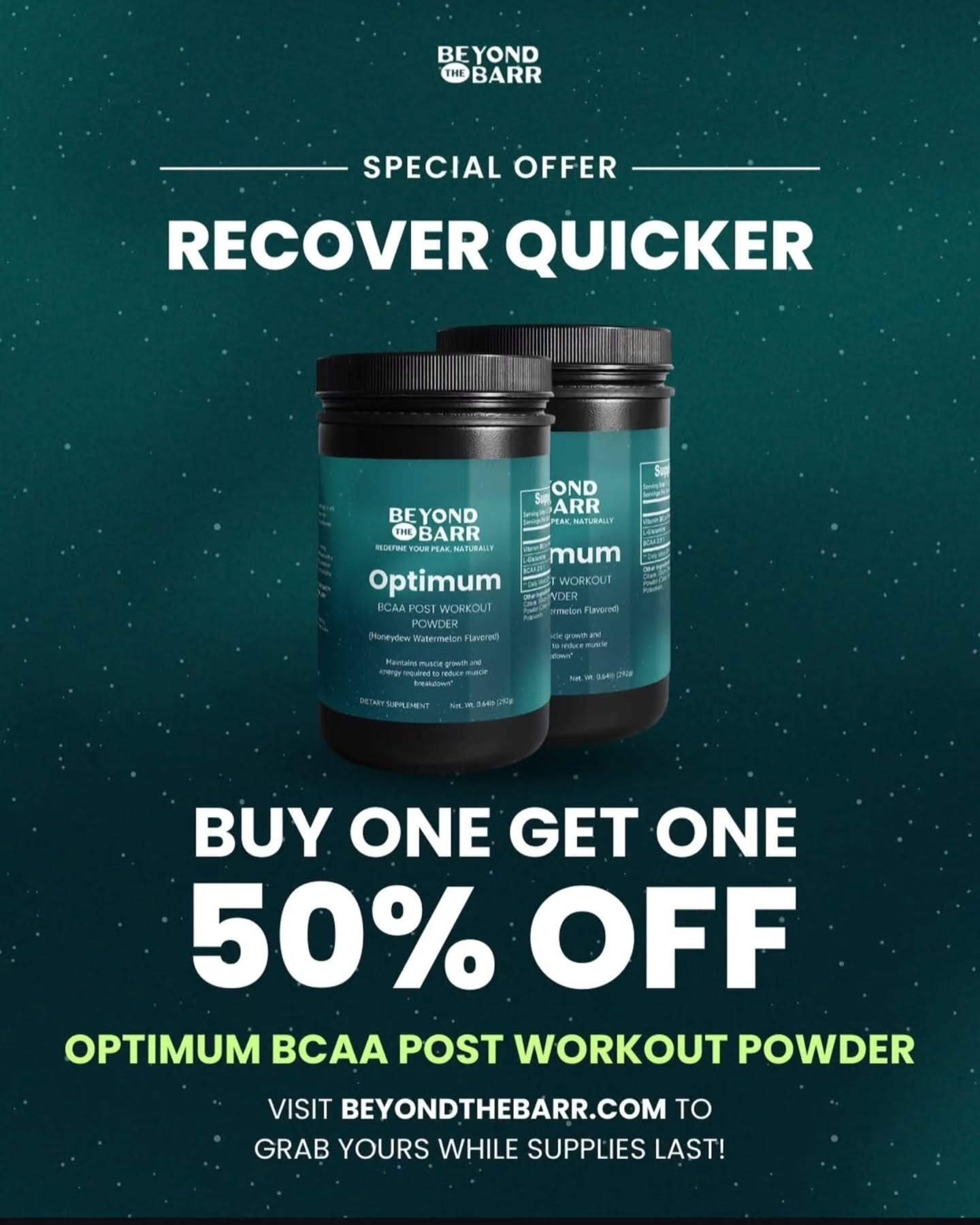 Your muscles worked HARD. Now let’s give them what they actually need. 💪🏾🔥
Introducing Beyond The Barr OPTIMUM BCAA Post Workout Powder — Honeydew Watermelon flavor, hitting different after every session. 🍉✨
No more waking up the next day feeling like you got hit by a truck. 😂 OPTIMUM was built to:
💥 Accelerate muscle recovery
⚡ Reduce post-workout soreness
🔥 Support muscle health and rebuilding
✨ Keep you showing up stronger every single time
And right now? We’re making it even easier to get started. 👀
BUY ONE GET ONE 50% OFF — no code needed. Just add two to your cart and watch the magic happen. 🛒
Because your recovery is just as important as your workout — and we refuse to let soreness be the reason you skip tomorrow. 😩💚
Supplies are limited, and this offer won’t last. Visit beyondthebarr.com now — link in bio. 🔥
#BeyondTheBarr #redefineyourpeak #optimumbcaa #bogo #musclerecovery