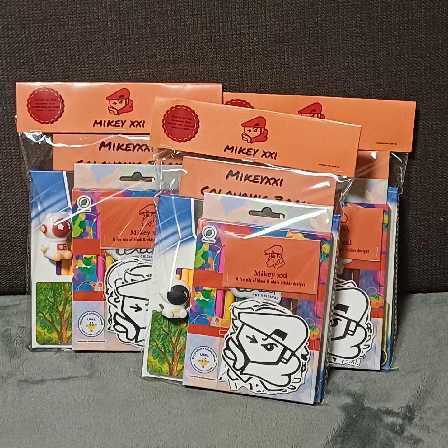 Colour in fun packs for kids including kid friendly designs in a smaller book with colour in stickers ,pencils markers, sharpener and collectable sticker packs etc. Good for parties or down time fun.
Designs by mikey xxi 2026
Mikeyxxi.bigcartel.com or shop link in bio. Also available still is the all ages book of over 50 designs search "the art of mikey xxi colouring book " on Amazon. Available worldwide .
#colour #funpack