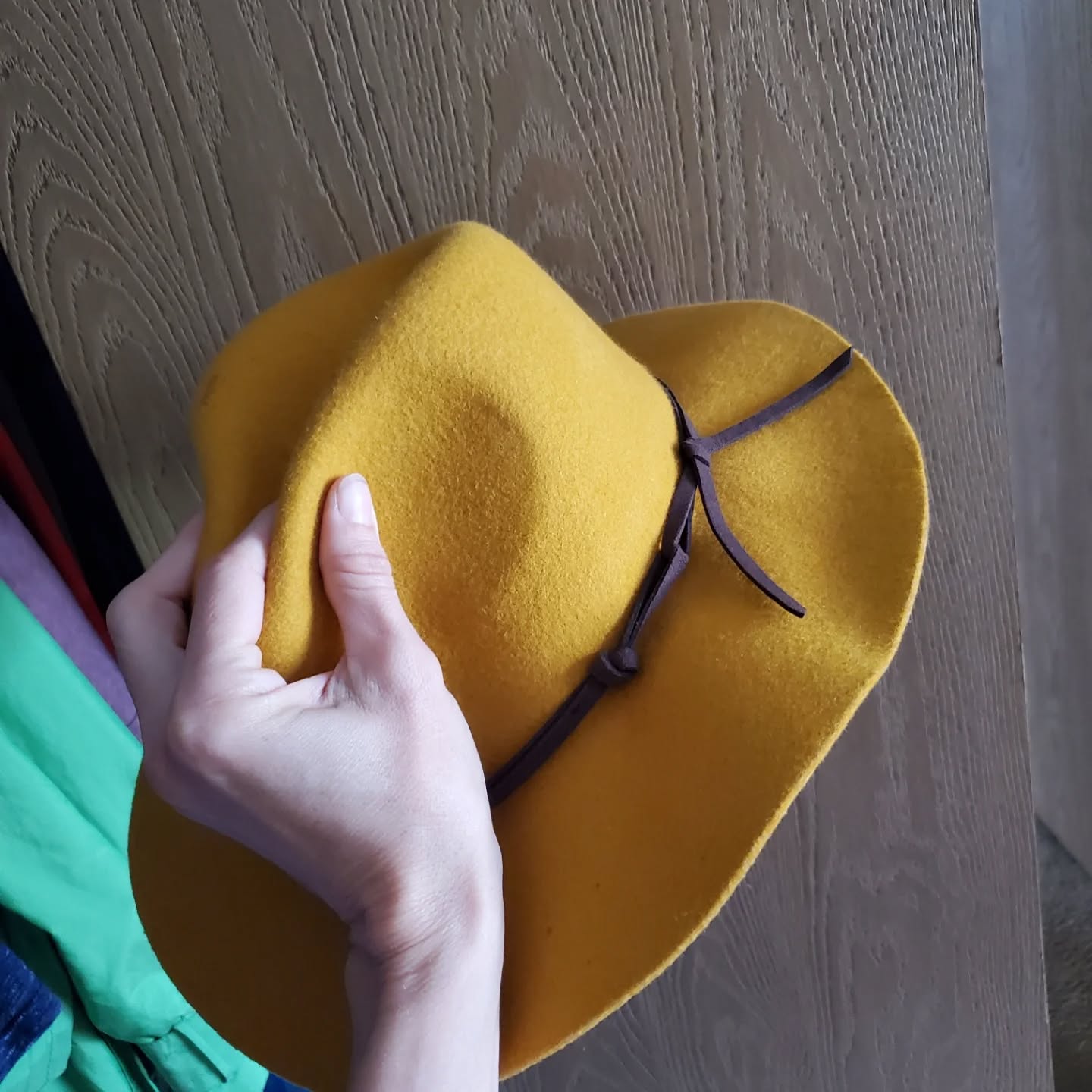 Found this amazing gem of a goldenrod colored 100% wool hat! Eff yes!