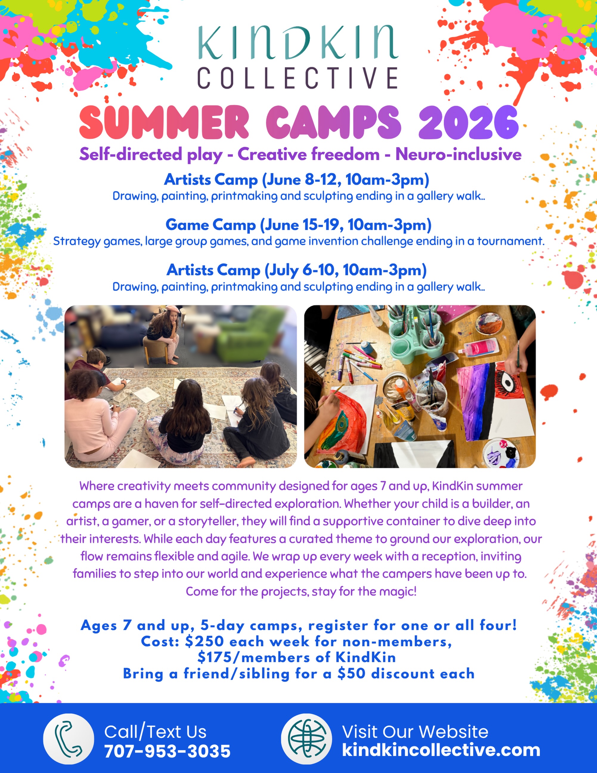 We’ve made some last minute changes to our summer camp offerings. We now have two Artists Camps, our most requested experiences. Hope you can join us!