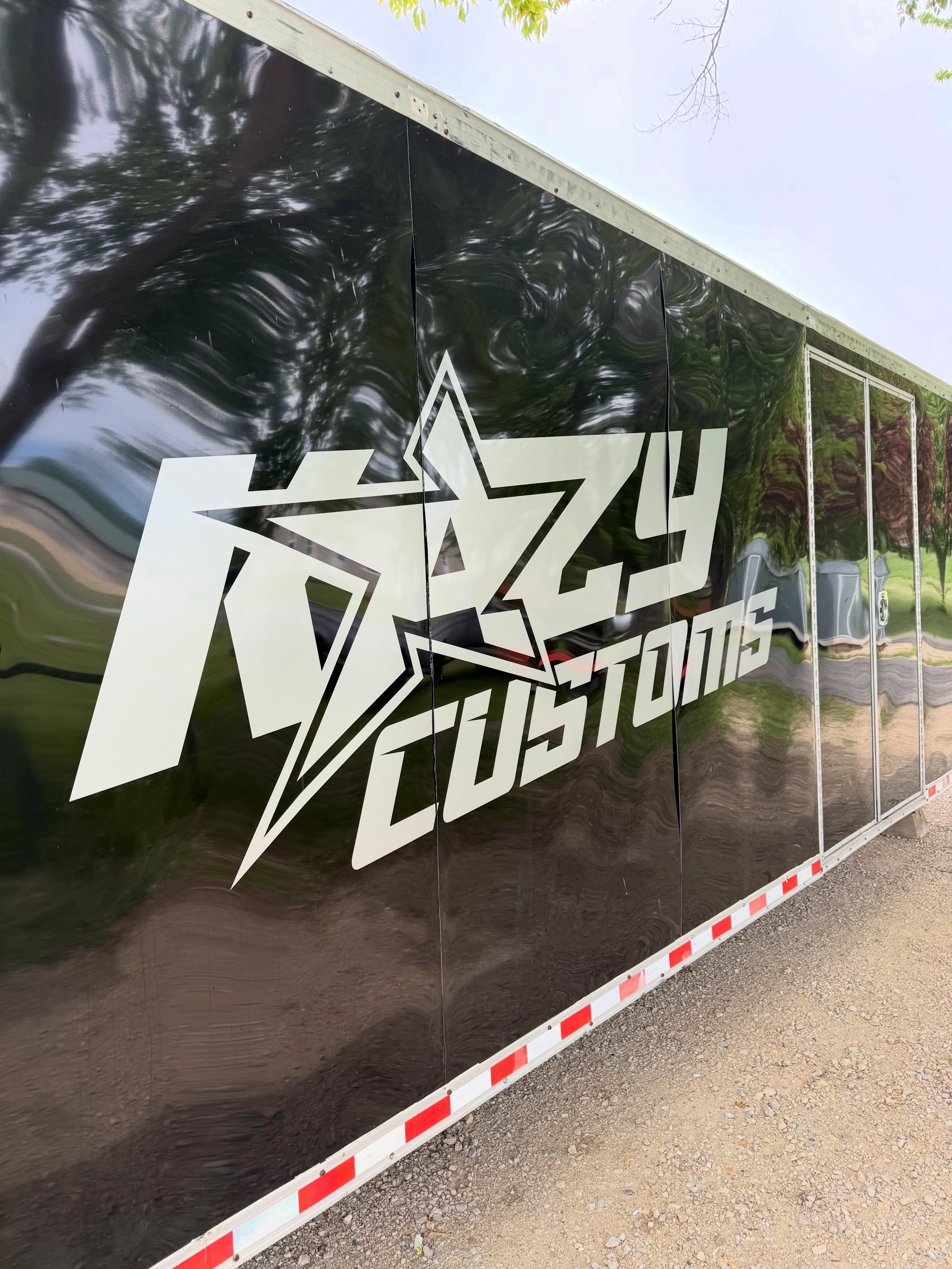 New graphics for @kazy_customs race day trailer. Dominic Toretto Approved! Ready for race wars.
.
.
.
#vinyldecals #racetrailer #wrapped #bluedesignco #riponwi