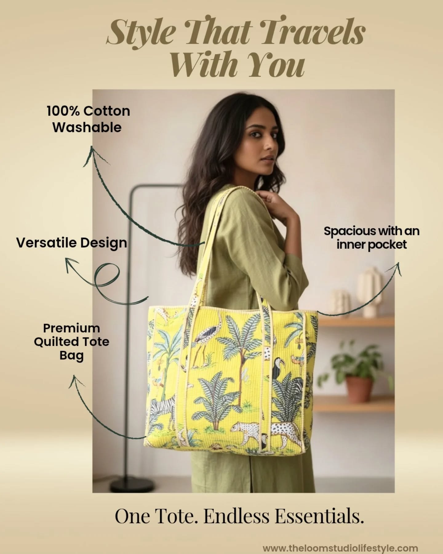 Tote-ally ready for the day!
.
.
This summer's carrying essentials: sunscreen, chaos, and a really good tote.🌞🏖️
( The Summer Edit, Quilted Tote Bag, Sustainable Fashion, Handcrafted, Boho Style )
#totebag #slowfashionindia #handcrafted #sustainablestyle #bohovibes