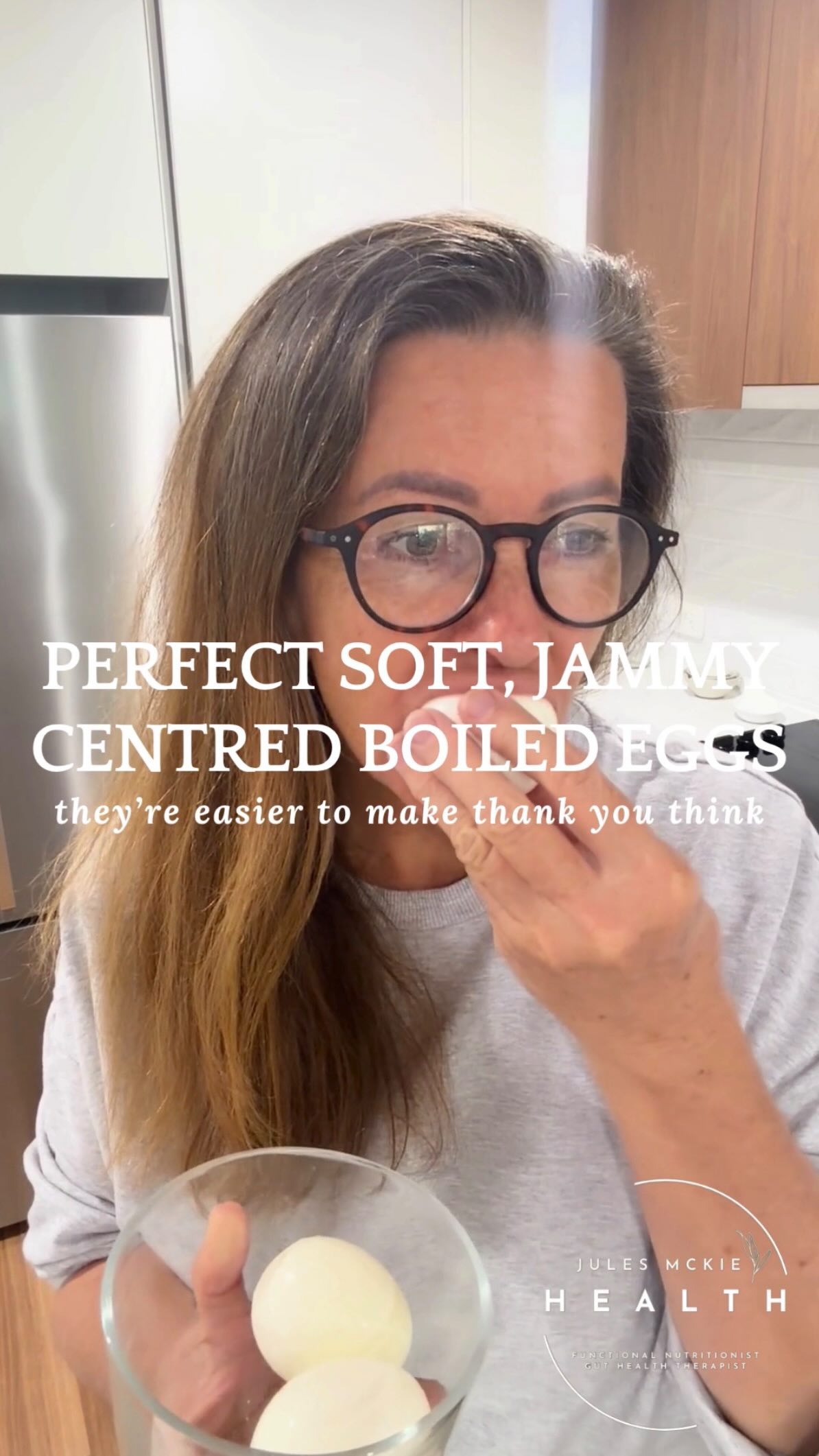 It’s rare to find someone who doesn’t love a boiled egg, and yet so many people are scared to cook them for fear of cracking under pressure 😉
But perfect boiled eggs aren’t complicated to achieve… you just haven’t been privy to how easy they actually are.
So let me show you how to make, perfect, soft, jammy centred boiled eggs every single time…
🥚 Start by bringing your eggs to room temperature (cold eggs straight out of the fridge into a pot of boiling water is a recipe for disaster - because your eggs will crack and your whites will ooze)
🥚Next, bring a large pot of water to a gentle boil
🥚Carefully lower in your eggs into the water
🥚Set your timer for 6-minutes
🥚As soon as that timer goes off, plunge your eggs into ice cold water to stop them cooking
That’s it!
✅ Easy-to-peel shell
✅ Creamy, jammy yolks
✅ Perfect every time
No fancy gadgets. No complicated tricks. Just one ingredient and perfect timing.
Nature’s original protein balls ready to peel and eat in just 6-minutes.
Who said you don’t have time for breakfast?
Simple foods aren’t boring, they’re nourishing, and they’re the foundation of optimal health and wellness.
And couple of final eggy notes…
👉The secret to easy-peeling boiled eggs is that initial hot plunge followed by an icy cold bath. The boiling water shrinks the egg white, pulling it away from the shell, while the ice bath shocks the egg, causing it to shrink further, loosening the inner membrane.
👉If I do forget to take my eggs out of the fridge and I’m in a rush, I have been known to run them under hot tap water for a minute to bring them closer to room temperature before they take the plunge.
You’re welcome!
Let me know your favourite egg recipes in the comments👇
Yours in good health,
xJules