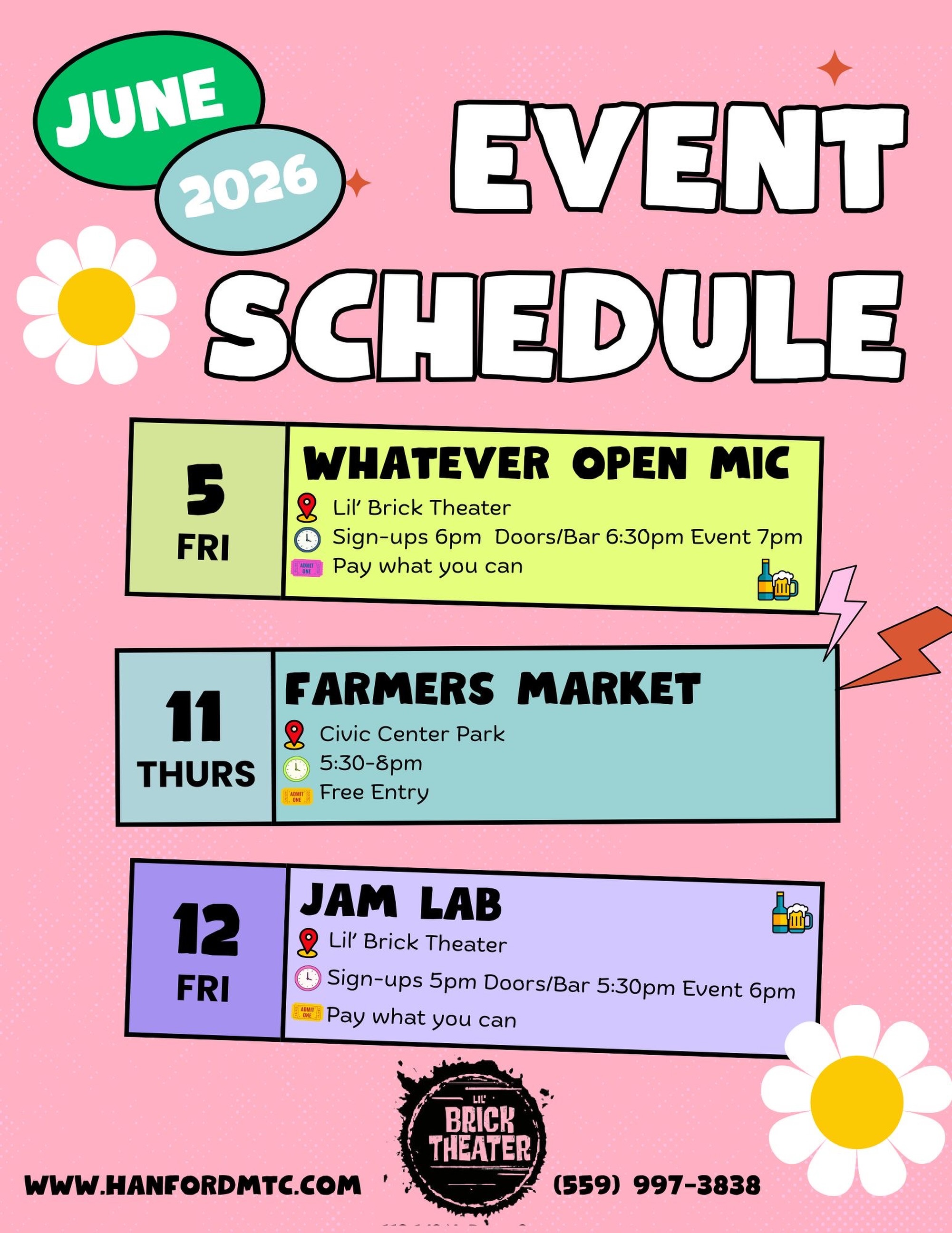 Events happening at Lil’ Brick (AND MORE) for the month of JUNE!!!