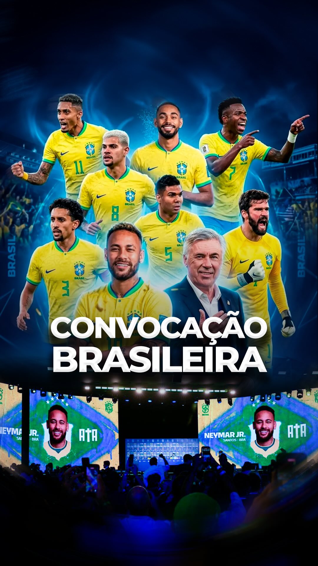 A CONTAGEM REGRESSIVA COMEÇOU! E promete arrepiar!
A convocação da Seleção Brasileira para a Copa do Mundo de 2026 não foi apenas um anúncio… foi um espetáculo à altura da nossa história.
O Museu do Amanhã, no Rio de Janeiro, se transformou no palco onde sonhos ganham nome e sobrenome.
Diante de jornalistas, patrocinadores e convidados, Carlo Ancelotti revelou os 26 escolhidos que vão carregar no peito a missão de buscar o tão desejado hexacampeonato.
É o início de uma jornada que mistura expectativa, emoção e aquele frio na barriga que só o futebol brasileiro sabe provocar.
Começa oficialmente a caminhada rumo ao topo.
Agora é com você: prepare a camisa, reúna os amigos e entre no clima. Porque quando a Seleção entra em campo, não é só futebol, é identidade, é paixão, é Brasil pulsando em cada lance. ⚽️
#Brasil #Futebol #CopaDoMundo #FIFA #ExperiênciasInesquecíveis