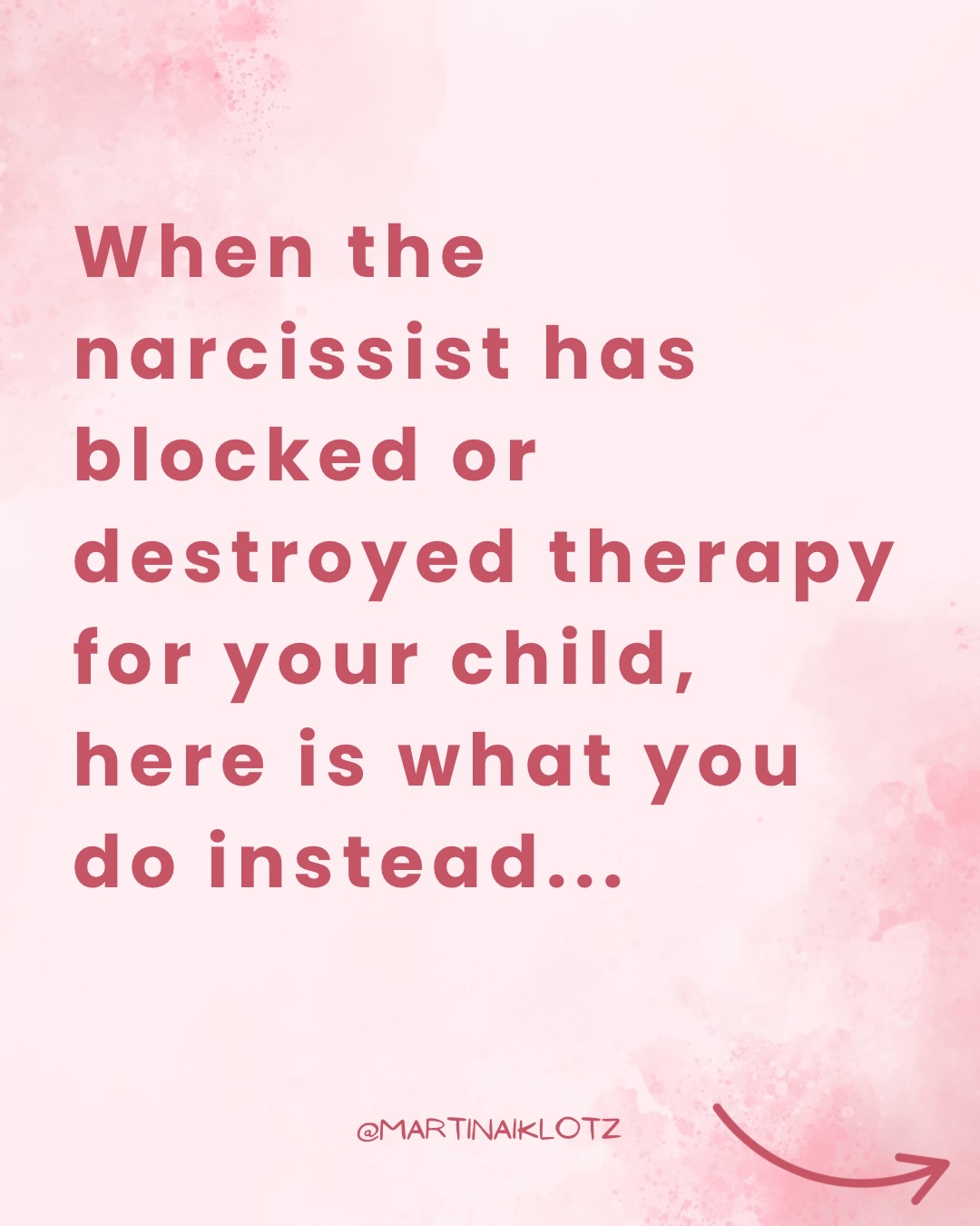 Maybe the narcissist blocked therapy entirely. Maybe you fought to get your child in and the narcissist charmed the therapist, coached your child, and slowly destroyed the one safe space they had.
Either way you are here. Therapy didn’t work or isn’t an option. And your child still needs support.
First, that is not your failure. That is the narcissist doing what they always do. Making sure your child cannot heal because a child who heals is a child they can no longer control.
But here is what I need you to understand. Therapy is not the only way to protect your child’s mental health and sense of self. There is so much you can do, and some of it you are probably already doing without realizing how powerful it is.
🤍 Your home is a therapeutic environment when feelings are allowed, your child is never questioned about the other house, and they are never responsible for managing your emotions.
🤍 One trusted adult outside of both homes.
🤍 Extracurricular activities that give them an identity beyond the conflict.
🤍Teaching them to name and trust their feelings without burdening them with adult concepts they are not ready for.
🤍 And your own healing. Because the most regulated adult in the room sets the tone for everyone else. Your healing is not separate from your child’s. It is part of it.
Swipe for everything that helps your child when therapy has been blocked or destroyed.
‼️ Disclaimer: this is for educational purposes only. None of what I share is legal or therapeutic advice, and it does not represent personal matters.