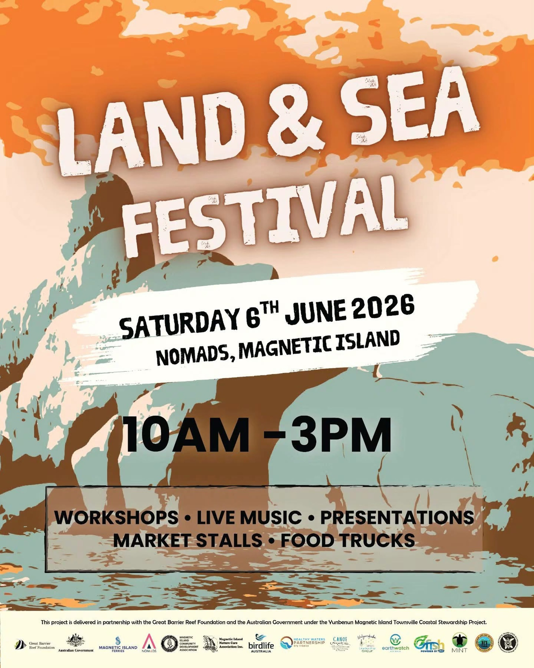 🌿 Land & Sea Festival 2026 🌊
Join us for a fun, community celebration of the nature that makes Magnetic Island special.
✨ Live music, market stalls, talks, food & activities for all ages.
📅 Saturday 6 June
📍 Nomads Magnetic Island
🎟️ Free event – everyone welcome
Celebrate, learn & connect with land and sea 🌏💙
Thanks to @magneticislandferries for supporting this event. Delivered with @greatbarrierreeffoundation and the Australian Government under the Yunbenun Magnetic Island Townsville Coastal Stewardship Project.
#magneticisland #islandburger #foodies #explore #fyp