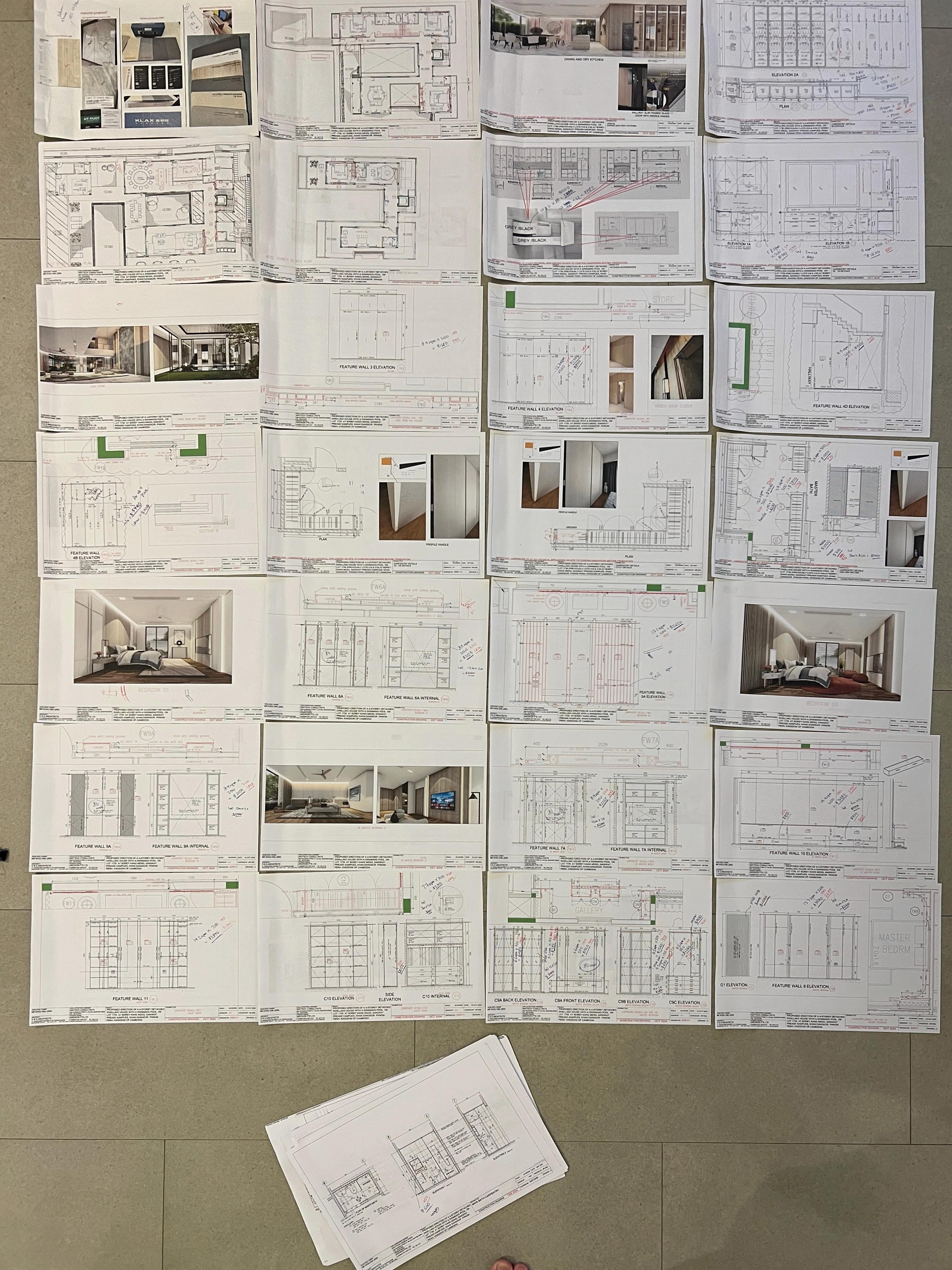 In a full scale id project , the documentations of the drawings are formulated from the constant communication with the owner and most often these drawings need to be explained to main con and sub con in person before they frabicate .