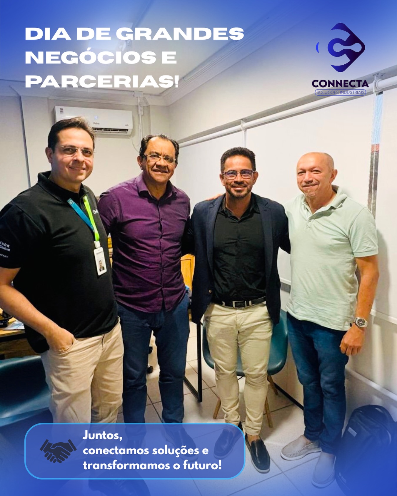 🤝 Grandes conexões geram grandes resultados!
Hoje tivemos a honra de receber em nosso escritório o proprietário e diretor do Grupo Carmehil, acompanhados de um vendedor e do representante da CHNT Equipamentos Elétricos, Rodrigo. Foi um encontro marcado por troca de experiências, fortalecimento de relações e fechamento de importantes negócios e parcerias.
Seguimos construindo oportunidades e conectando soluções para transformar o futuro! ⚡💙
#connectasoluções #industria #parceria #conexão #carmehil