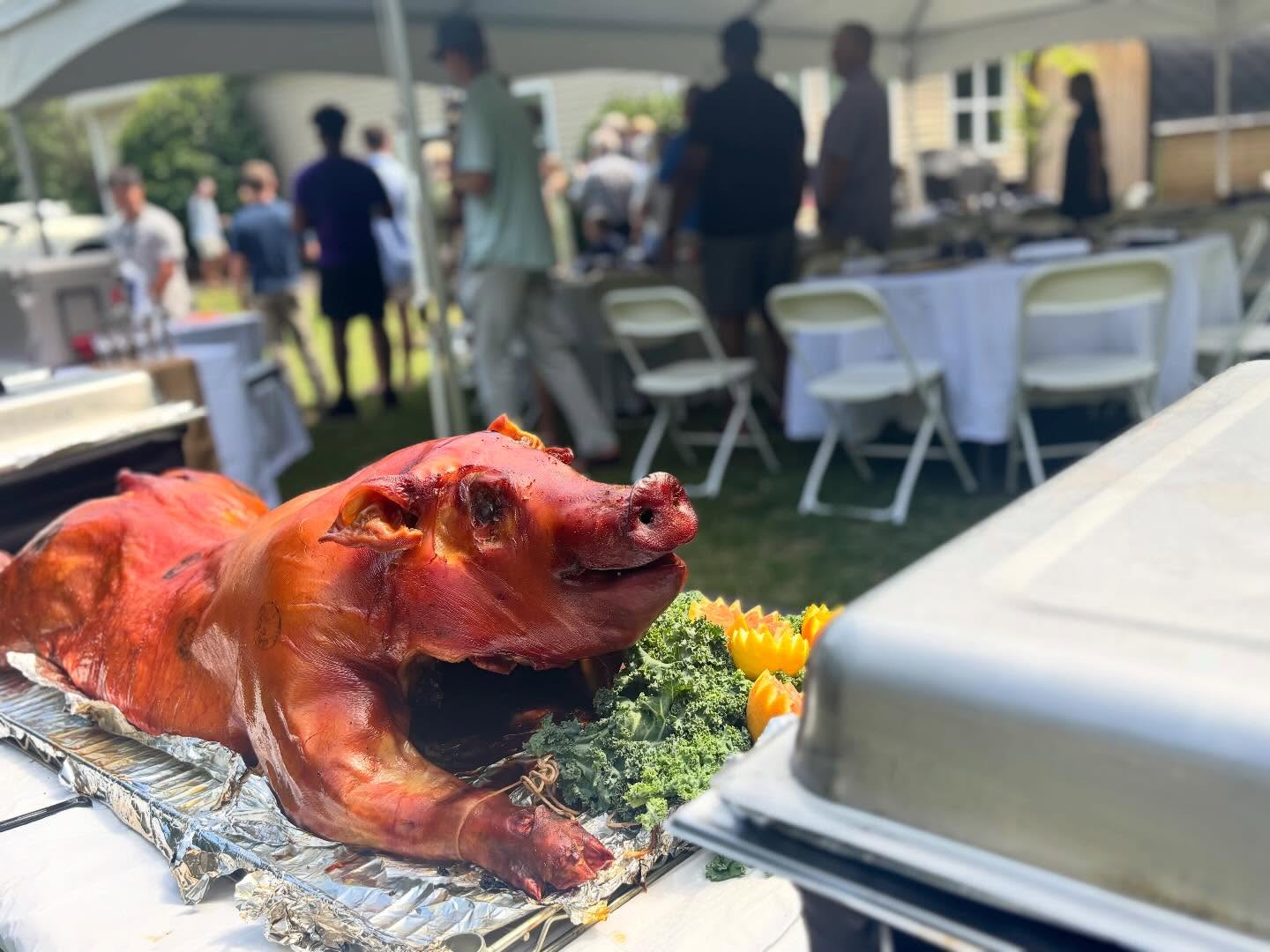 Some pictures from a recent whole hog and steamed oyster graduation party we catered. Totally forgot to get pictures of the oysters! But the pig came out perfect. #bbq #barbecue #catering #bbqcatering #wholehog