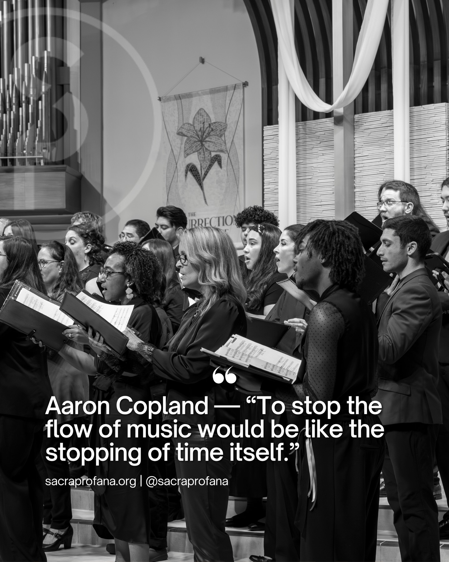 “To stop the flow of music would be like the stopping of time itself.” — Aaron Copland
Music has the power to move hearts, connect communities, and preserve moments that words alone cannot capture. Every rehearsal, every breath, and every note shared together reminds us why choral music matters it keeps time alive through human connection.
We’re grateful to create, sing, and share these moments together.
#SacraProfana #ChoralMusic #AaronCopland #ChoirLife #EnsembleSinging