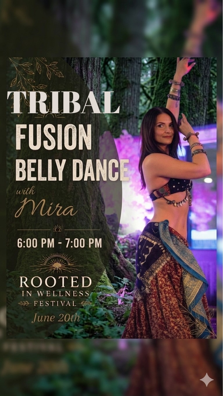 Unlock Full Body Expression with Tribal Fusion Belly Dance 🌿✨
Join Mira at the Rooted in Wellness Festival on June 20th (6:00 PM – 7:00 PM) to connect deep technique with total creative freedom.
No experience needed, just show up ready to move.
🎟️ Tap the link in our bio to grab your ticket!
#RootedInWellnessFestival #TribalFusionBellyDance #MindfulMovement #OttawaWellness
