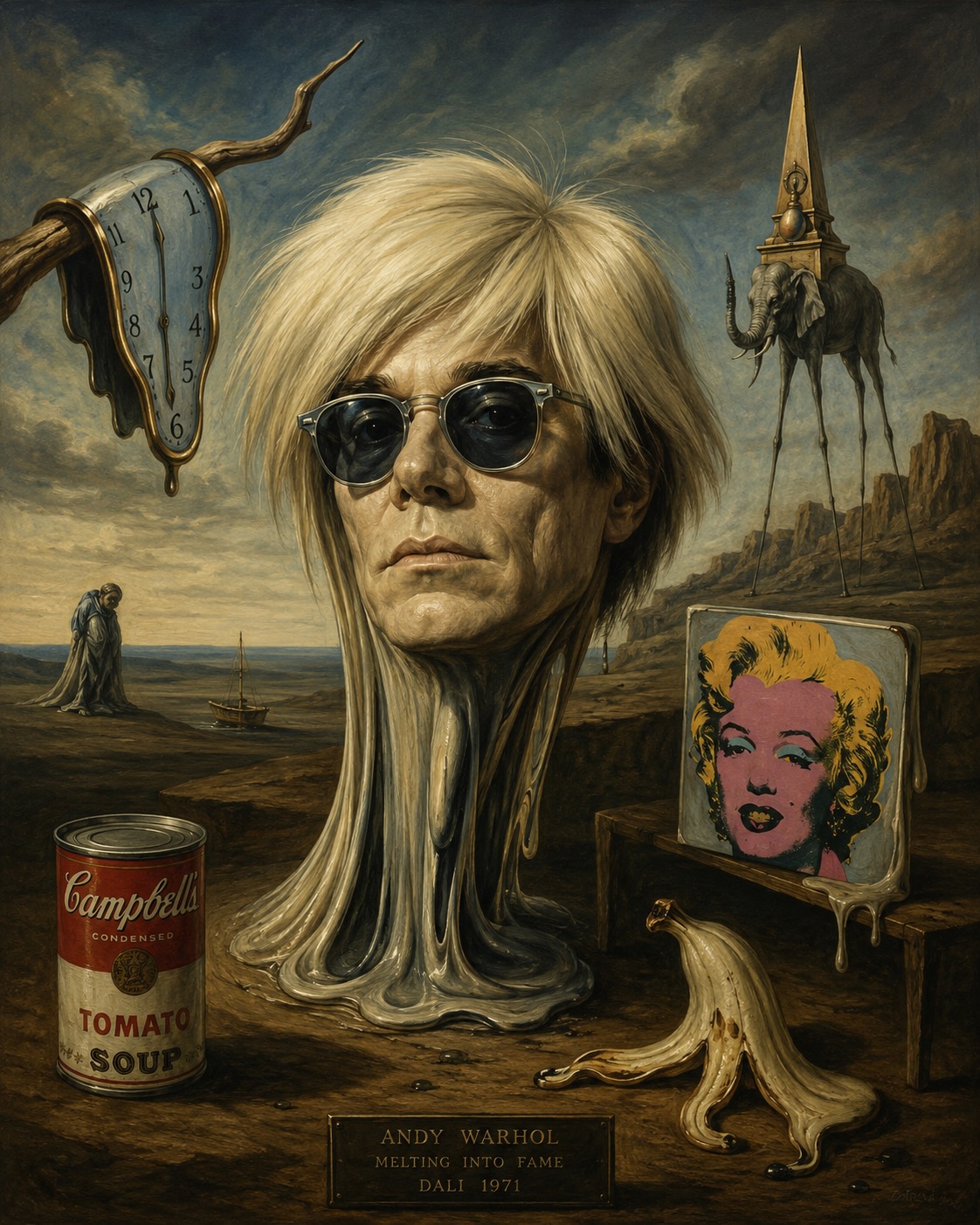 🎨❤️ Andy Warhol through the surreal lens of Dalí.
✨ Pop art meets melting clocks, dreamscapes, and strange symbolism. I’ve always loved how both artists challenged reality in completely different ways — Warhol turned everyday culture into art, while Dalí turned dreams into reality.
Bold iconography of Warhol with the bizarre, cinematic world of surrealism. Campbell’s soup cans, melting forms, distorted landscapes, and impossible imagery all colliding into one strange visual universe.
Art doesn’t always need to make sense. Sometimes it just needs to make you stop scrolling and feel something.
Created at CBirdCREATIVE.com
#AndyWarhol #SalvadorDali #Surrealism #PopArt #CBirdCreative