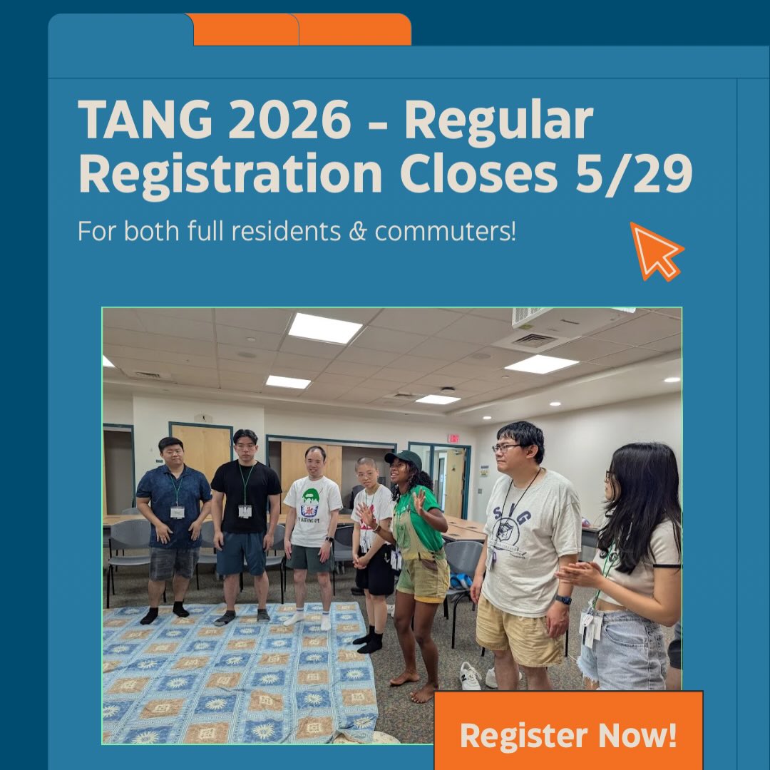 ❌ stop ❌ did you remember to register for TANG 2026? regular registration closes on 5/29 at 11:59PM ‼️