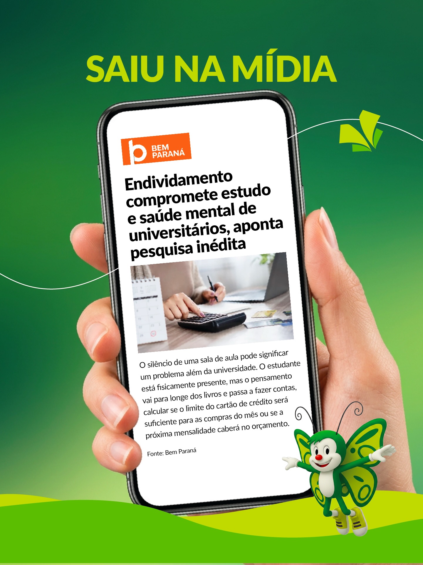 Uma pesquisa inédita mostrou que o endividamento já está impactando não apenas o bolso, mas também os estudos e a saúde mental de universitários. Um sinal importante de que falar sobre dinheiro precisa acontecer antes e não apenas quando os problemas aparecem.
Na Oficina das Finanças, acreditamos que educação financeira se constrói no cotidiano e por isso desenvolvemos a Oficina Dinheiro SEMPRE, uma consultoria financeira on-line que ajuda pessoas a refletirem sobre comportamentos, hábitos, decisões e caminhos possíveis para construir uma relação mais equilibrada e sustentável com o dinheiro.
E durante a Semana Nacional de Educação Financeira (Semana ENEF), queremos ampliar esse impacto: até 24 de maio, a Oficina Dinheiro SEMPRE está com acesso gratuito. Uma oportunidade para viver essa experiência, conhecer a metodologia e iniciar novas reflexões que podem gerar mudanças reais ao longo do tempo.
Aproveite esse período e não deixe passar essa oportunidade.
Vale a leitura da matéria e vale viver essa experiência com a Oficina Dinheiro SEMPRE. Links na BIO.
#OficinaDasFinanças #SemanaENEF #OficinaDinheiroSEMPRE #EducaçãoDeComportamentosFinanceiros #EducaçãoFinanceira