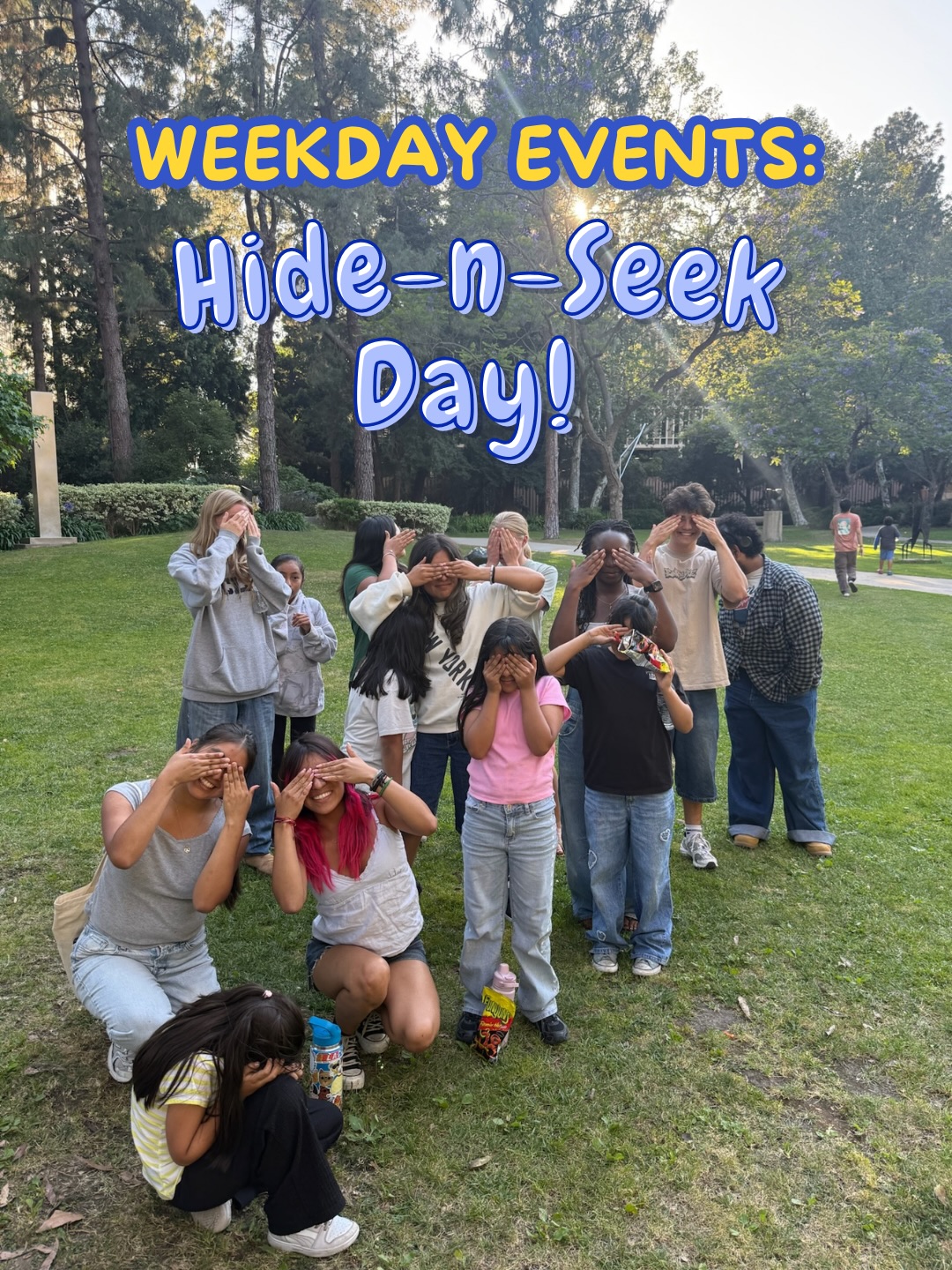 Last Tuesday, Mentorship had a huge game of hide and seek at UCLA!! Mentor-mentee pairs hid in various spots around campus. See where some were spotted🙈