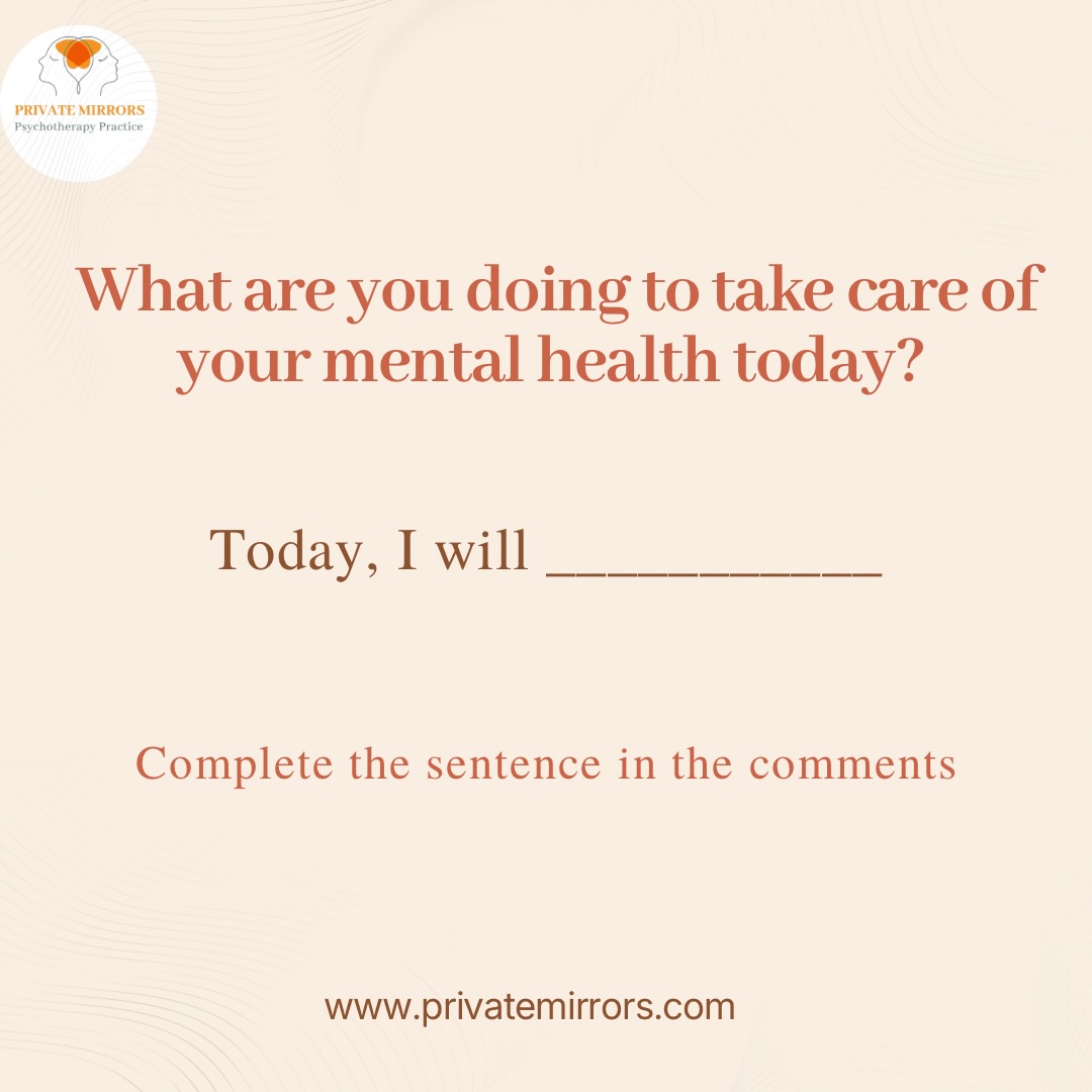 Taking care of your mental health does not always have to look big or dramatic.
Sometimes it’s as simple as resting, saying no, taking a break, praying, journaling, asking for help, or being kinder to yourself. 🤍
So tell us…
Today, I will ____________
Complete the sentence in the comments. Let’s inspire each other with small intentional steps toward better mental wellness.
#privatemirrors