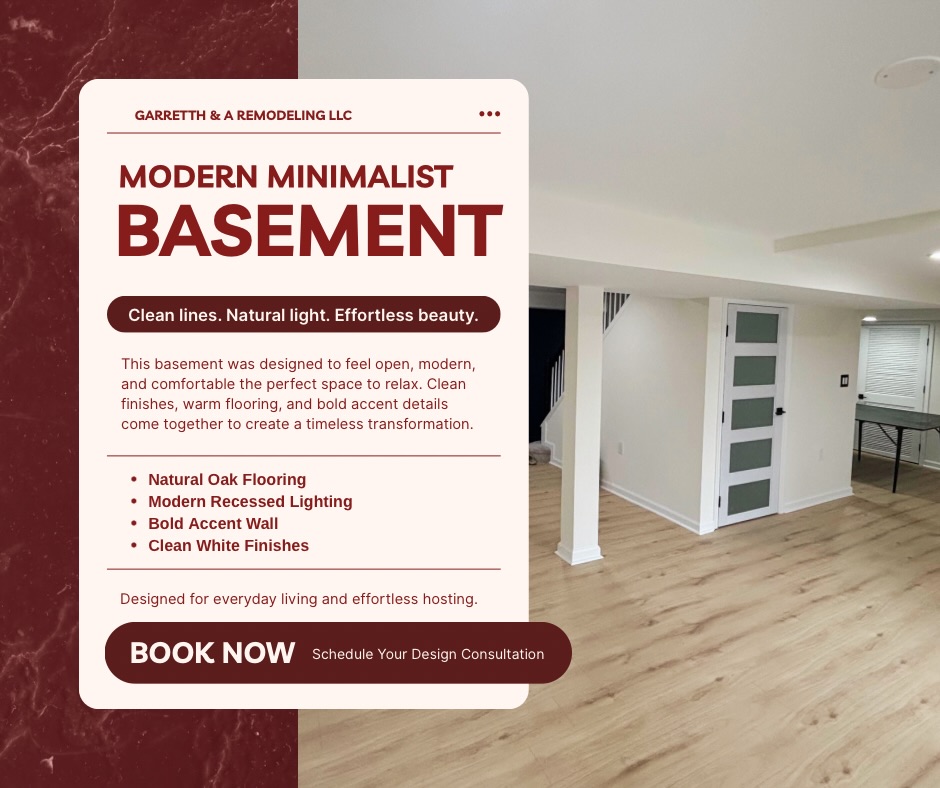 A basement should feel like more than just extra space it should feel like part of the home.
This transformation brought together clean finishes, warm flooring, modern lighting, and an open layout to create a space that feels bright, comfortable, and functional for everyday living.
Whether it’s for entertaining, relaxing, or spending time with family, this basement is now ready for it all.
Another beautiful renovation completed by Garretth & A Remodeling LLC.
.
.
.
.
.
.
.
.
.
.
.
.
#fyp #explorepage #remodeling #basementremodel #maryland
