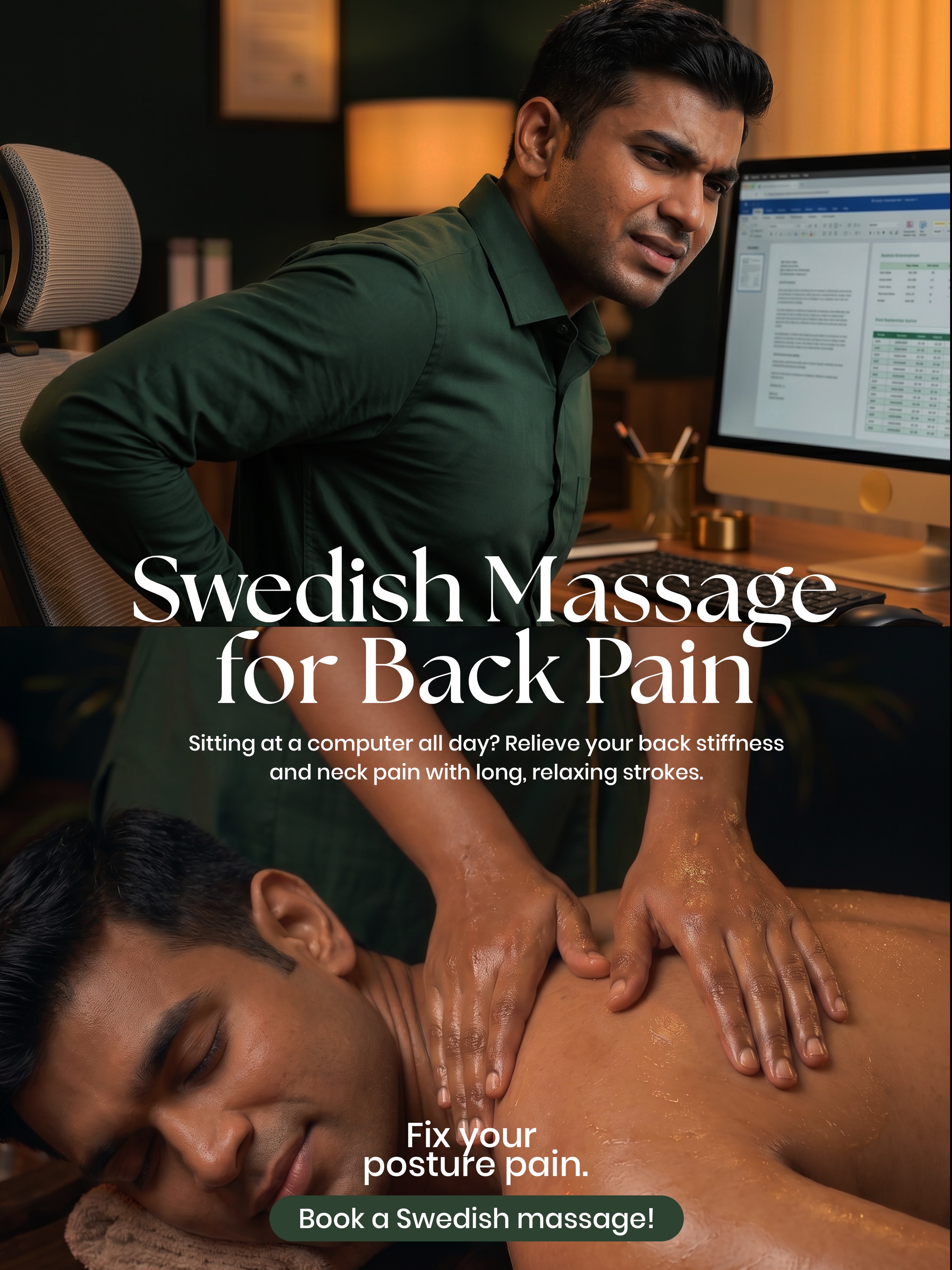 This smile = what happens when body
pain leaves the chat !
Swedish massage
improves circulation, reduces stiffness, and restores your energy.
Your body worked hard. Now let it heal.
#SwedishMassage #PainRelief #BodyWellness #MassageTherapy
#I imeSpa