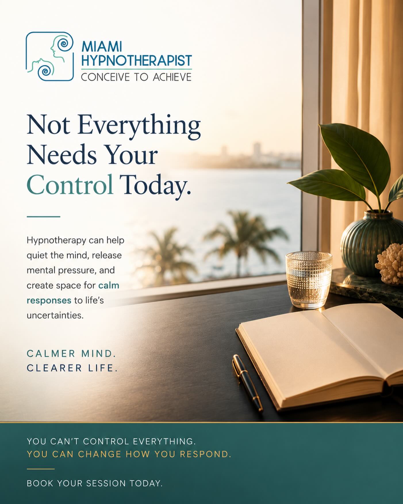 Not everything needs your control today.
A lot of mental exhaustion comes from trying to solve every uncertainty immediately — replaying conversations, predicting outcomes, overthinking situations that haven’t even happened yet.
Sometimes peace begins when you stop asking:
“How do I control everything?”
…and start asking:
“How do I respond differently?”
Hypnotherapy can help you quiet mental noise, release subconscious stress patterns, and create calmer, clearer responses to life’s uncertainty.
You don’t have to carry everything at once.
One calmer thought can change the direction of your entire day.
🌀 Miami Hypnotherapist
Conceive to Achieve
DM me to learn more about hypnotherapy sessions in Miami or online.
#MiamiHypnotherapist #MentalWellness #StressRelief #MindsetShift #PersonalGrowth