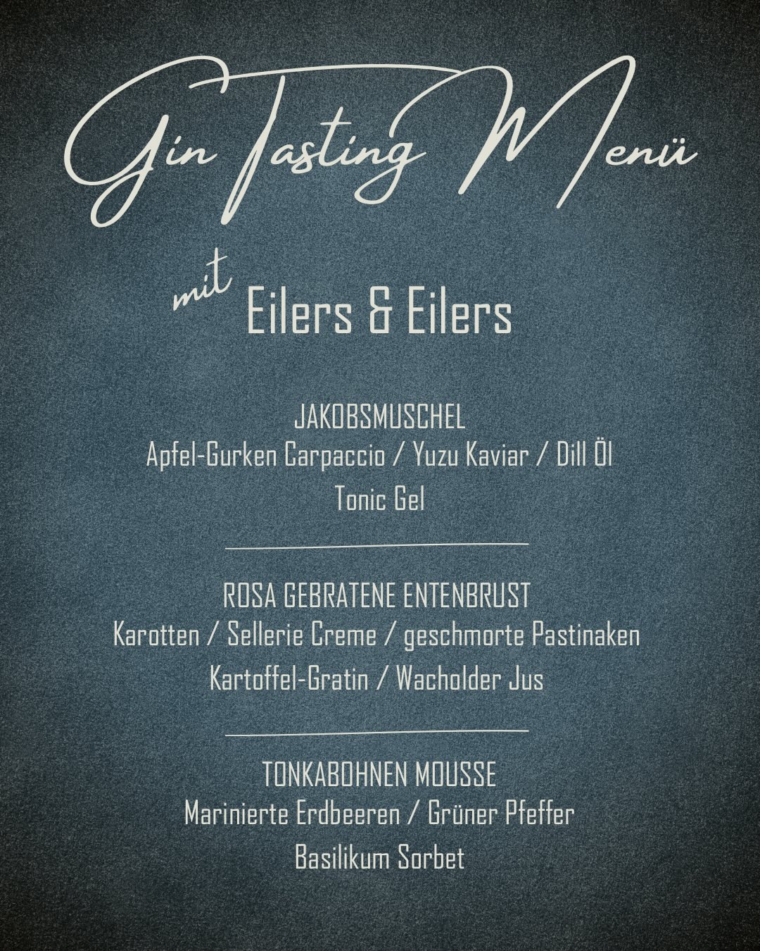 Am 13.06. wird alles Gin ergeben.
Zusammen mit der Deichbrennerei Eilers & Eilers, den Schöpfern des Enthusiast Gins, wird an diesem Abend ein drei Gänge Menü, abgestimmt auf die drei Sorten des Gins, serviert. Dabei erklären die Macher selbst, welche Aromen im Glas und auf dem Teller zusammenspielen, wie der Gin hergestellt wird und mehr. Für Gin Kenner und solche, die es werden möchten.
#pier6 #gintasting #event