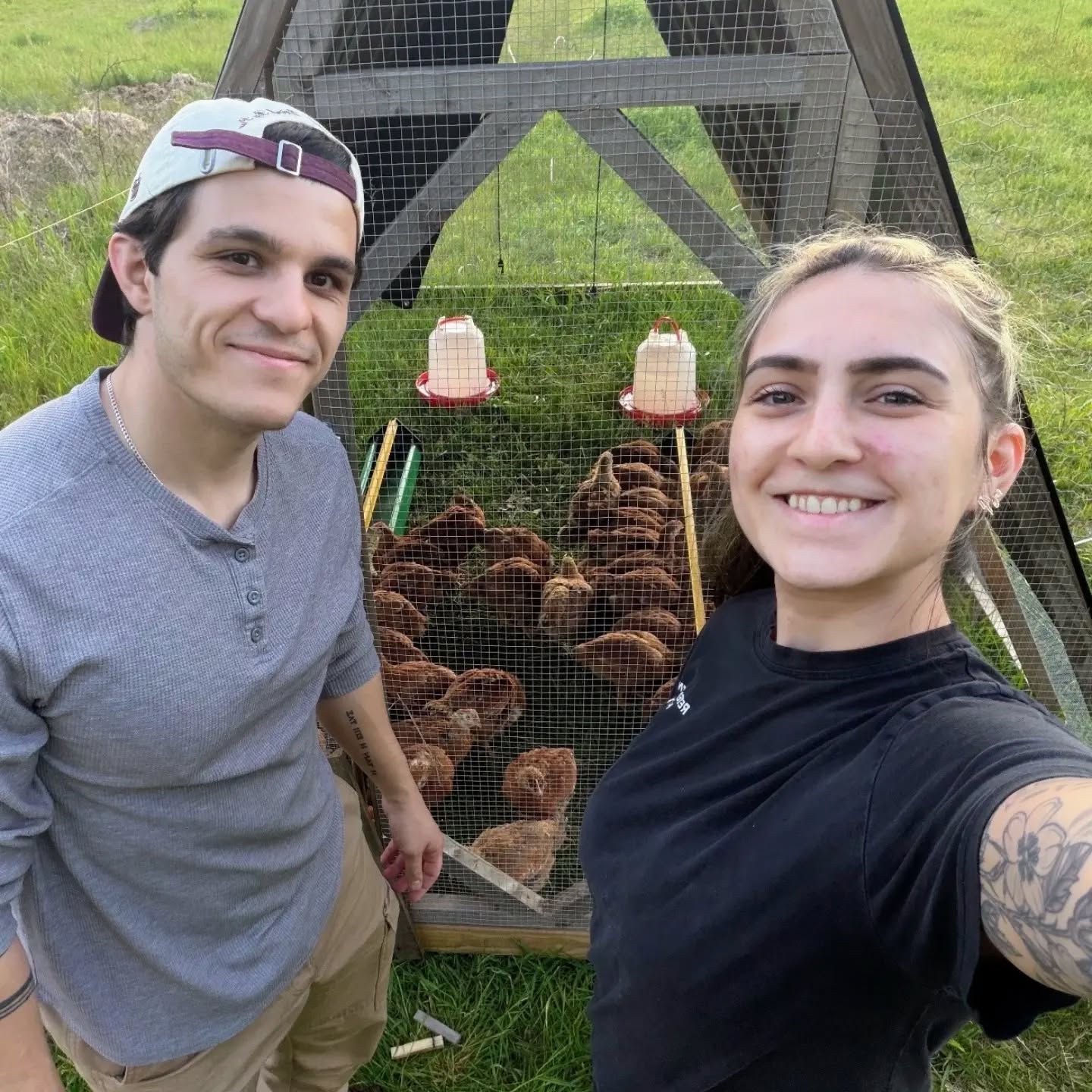 Time to introduce some new faces on the farm this year! Dmitri (and wife Ciara!) are new to farming. He approached us this winter about partnering up. He is raising meat chickens on the farm this year, moving them to new pasture twice daily, where they can forage for bugs and fresh greens. They also receive a ration of certified organic grain. He is diligent about their care and self-admittedly "obsessive" when learning something new. He threw himself into his farming enterprise 110%! Help support the new guy, and message us to pre-order a freshly processed chicken, available next month!
And keep an eye out later this summer for his fresh cut bouquets! π