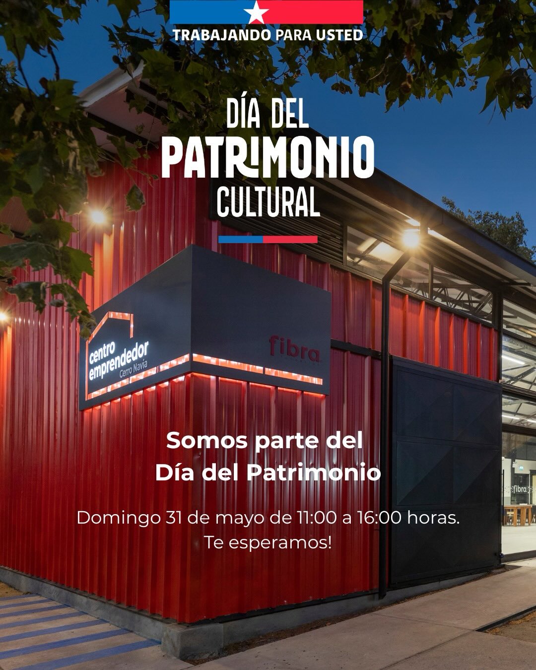 𝗗í𝗮 𝗱𝗲𝗹 𝗣𝗮𝘁𝗿𝗶𝗺𝗼𝗻𝗶𝗼
Ya saben, los esperamos 𝗲𝘀𝘁𝗲 𝗱𝗼𝗺𝗶𝗻𝗴𝗼 𝗱𝗲𝘀𝗱𝗲 𝗹𝗮𝘀 11:00 𝗵𝗼𝗿𝗮𝘀 con diversas actividades:
🧵✨ Muestra “Arpilleras en movimiento: Hilvanando patrimonio y futuro” del @museodelamemoria
🖼️✂️ Exposición de Collages
🏛️📜 Exposición de Patrimonos
🎨🏙️ Muestra de Ilustraciones de Cerro Navia
📚🏢 Conoce la Historia del Centro Emprendedor
🌈🖌️ Ponle color al Patrimonio
𝗥𝗲𝗰𝘂𝗲𝗿𝗱𝗮:
📅 Fecha: Domingo 31 de mayo
⏰ Horario: 11:00 a 16:00 hrs
📍 Lugar: Centro Emprendedor Cerro Navia, Resbalón 1689 (galpón rojo) ❤️
¡Te esperamos para celebrar juntos la historia, identidad y cultura de nuestra comuna! 🌿
#Fibra #CerroNavia #DíadelPatrimonio #DíadelPatrimonioChile