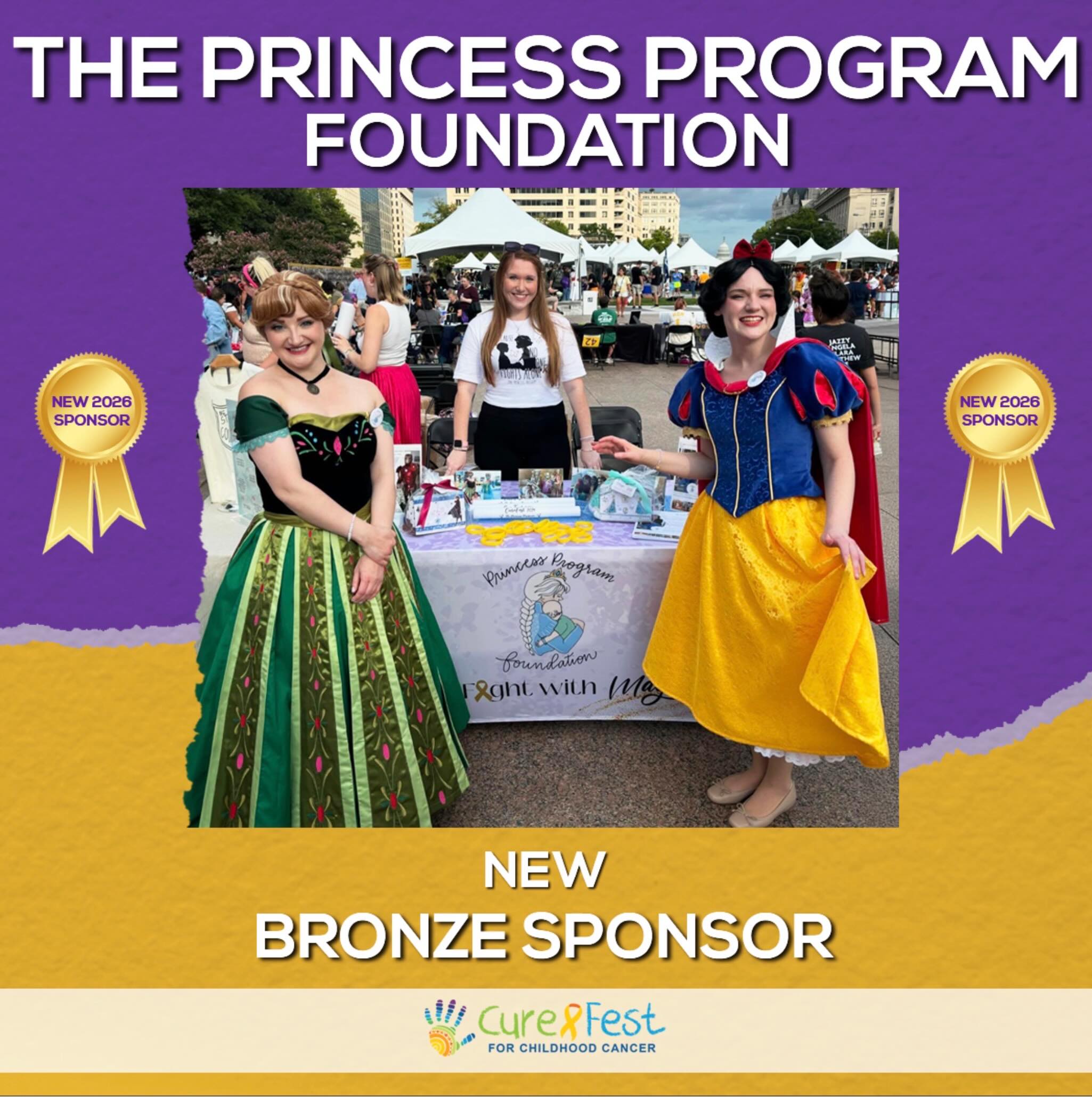 Theย Princess Program Foundationย is a new BRONZE sponsor for CureFest 2026!ย
ย
โThe Princess Program Foundation is an international nonprofit organization based in Boston, Massachusetts. Our group features volunteer characters with one mission: to help kids fight with magic. We travel to childrenโs hospitals, homes, and even have virtual options for the families we canโt make it to in person.โ
ย
To learn more about theย Princess Program Foundation, please visitย https://theprincessprogram.org/.
@princessprogram.official
If you, your family, your foundation or your business would like to sponsor CureFest, please review the sponsorship benefits package atย https://tinyurl.com/sponsorcurefest2026.ย
If you have any questions, please contact Kristen Alexander atย kristen@awoccf.org.ย
#CureFest2026 #CancelChildhoodCancer #GOLDSTRONG #JoinTheMovement #BecomeASponsor