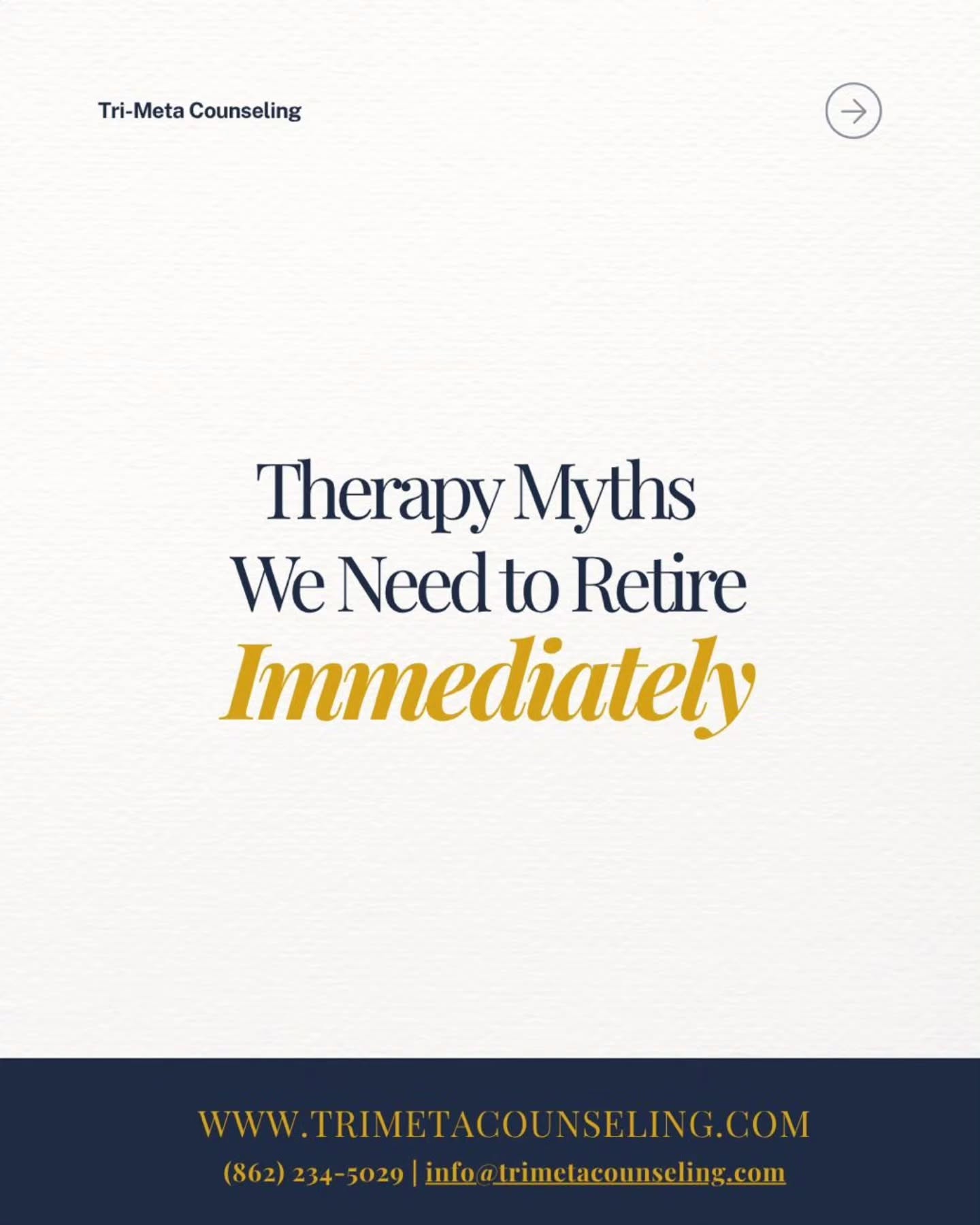 There are so many myths about therapy that keep people from reaching out.
and tbh it’s time we retire them.
At Tri-Meta Counseling, we believe mental health care should feel human, safe, and accessible.🫶🏽
What other therapy myths are we debunking? 👀
Drop them in the comments 👇🏽