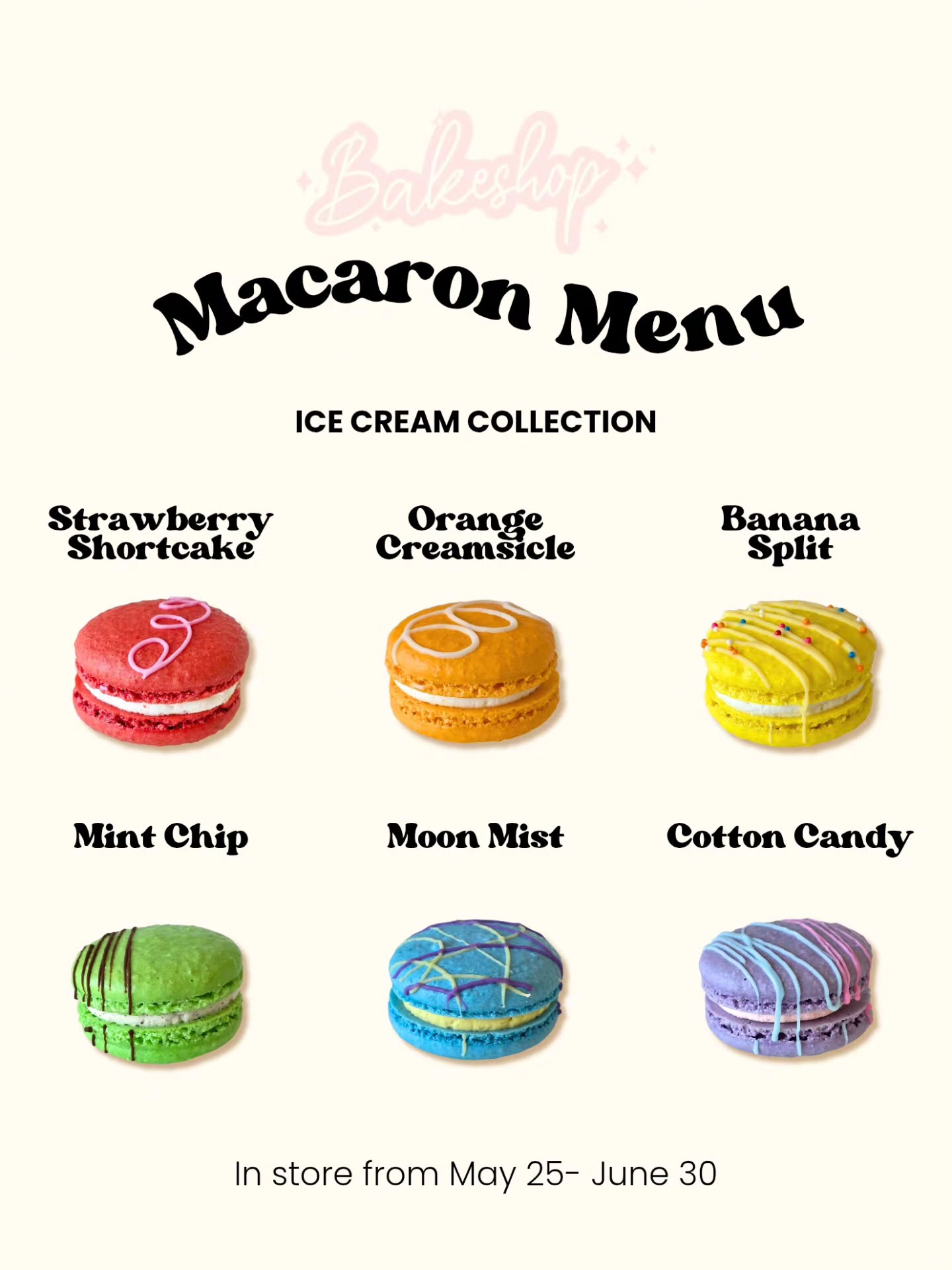🍦🌈 THE ICE CREAM COLLECTION 🌈🍦
June's macarons are inspired by nostalgic ice cream flavours featuring all the colours of the rainbow for Pride month!
🍓 Strawberry shortcake
🍊 Orange creamsicle
🍌 Banana split
🍃 Mint chip
🍇 Moon mist
🍬 Cotton candy
Which flavour is your favourite? 🩷
~
#macaronmenu #pridemonth #rainbowfood #macaronbakery #summermenu