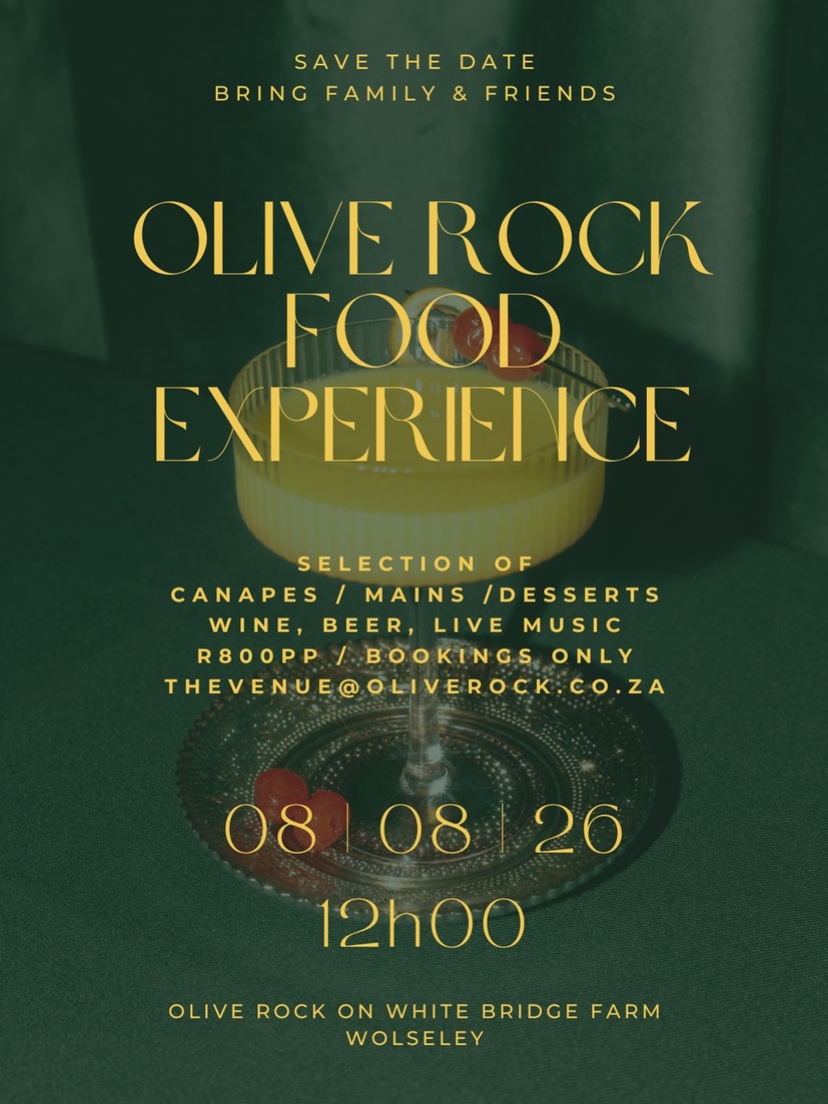 It’s time to book your seats at this years Olive Rock Food Experience
@olive_rock_venue
@tulbagh
@saweddings
@pinkbooksa_