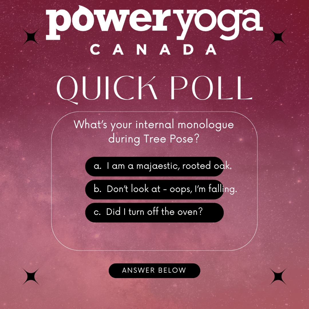 Let’s be honest… Tree Pose looks peaceful on the outside, but inside? It’s a whole different story. 😂
Drop your vote in the comments! What’s your internal monologue during a balance pose?
👇
A) "I am a majestic, rooted oak."
B) "Don't look at the person next to me, don't look at—oops, I'm falling."
C) "Did I turn off the oven?"
No judgment here! Let us know your vibe below. 👇