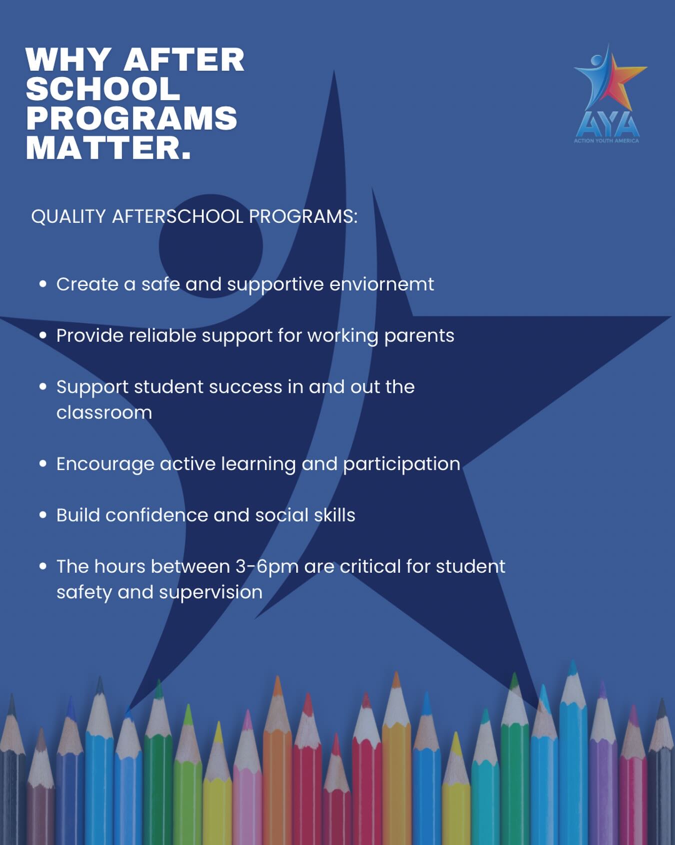Quality after school programs can make a lasting impact. 💫
At AYA, we’re proud to help create positive spaces where students can learn, thrive, and feel inspired every day.
#AYA #AfterSchool #Community #InspiringYouth #Programs